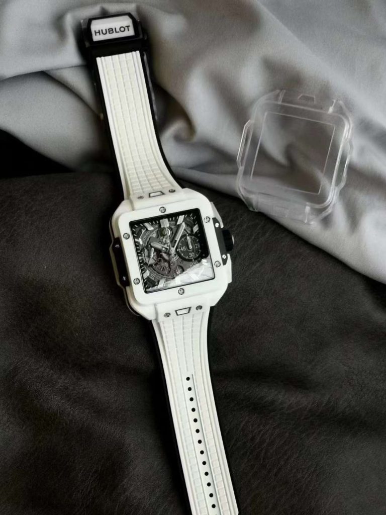 Hublot Replica 1:1 Watch Square White Ceramic Bang Unico Chronograph Factory BBF 42mm