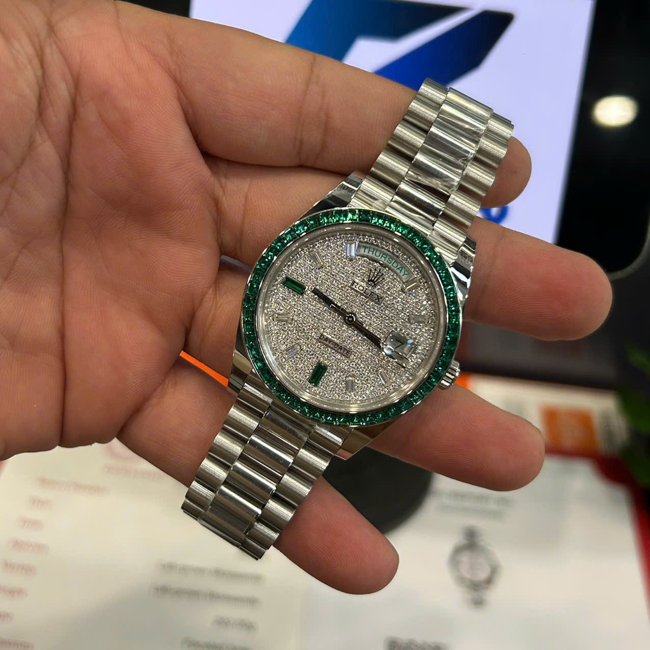 Rolex Day-Date Replica Watches Custom Diamonds Moissanite Weight 200 Grams 40mm