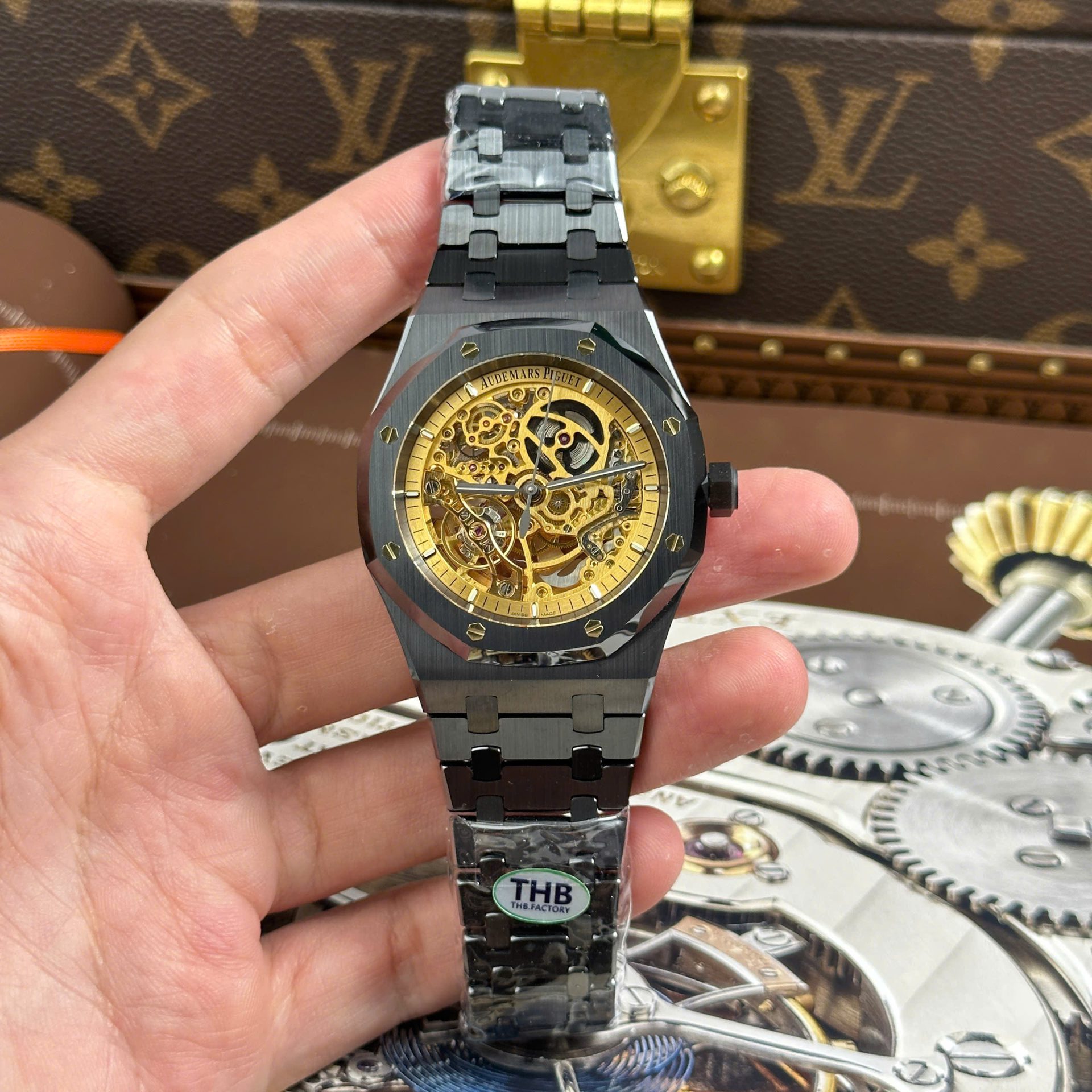 Audemars Piguet Royal Oak 15416 Black Ceramic Best Replica Watches Dial Skeleton THB Factory 41mm