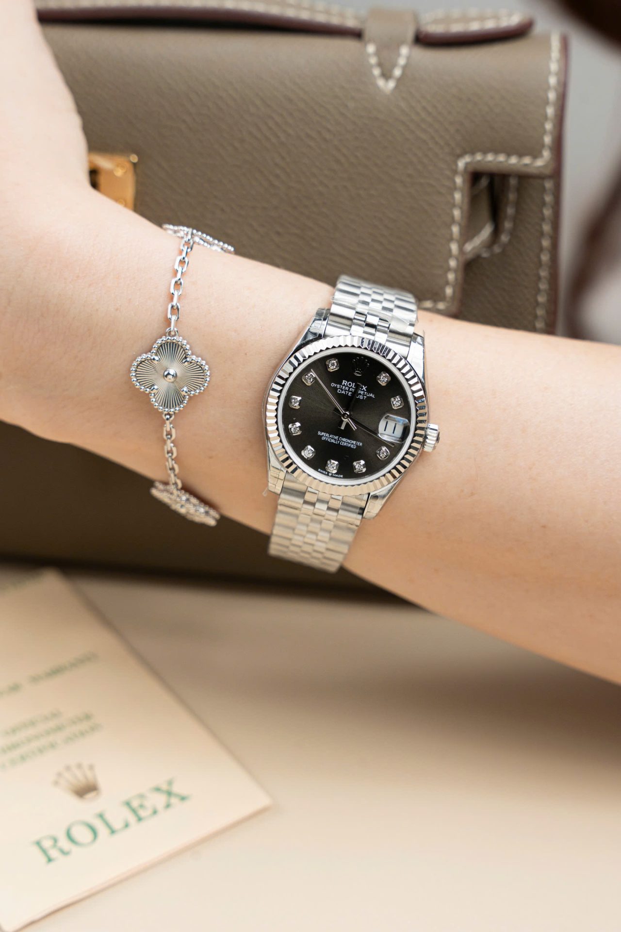 Rolex DateJust Lady Fake Watches Dial Gray Jubilee Strap 31mm