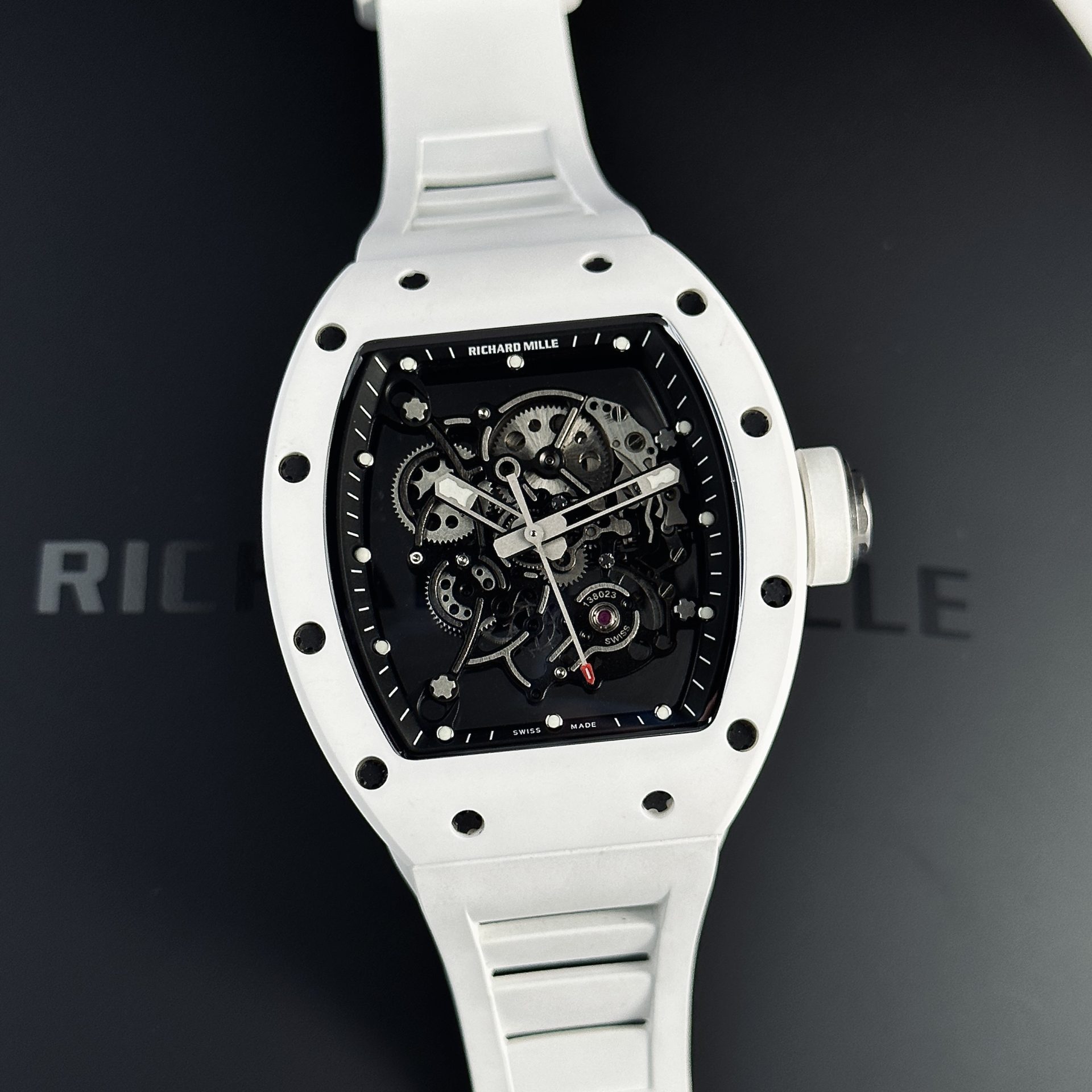 Richard Mille Rep 1:1 Watch RM055 Ceramic Bubba Watson White Factory BBR 45mm