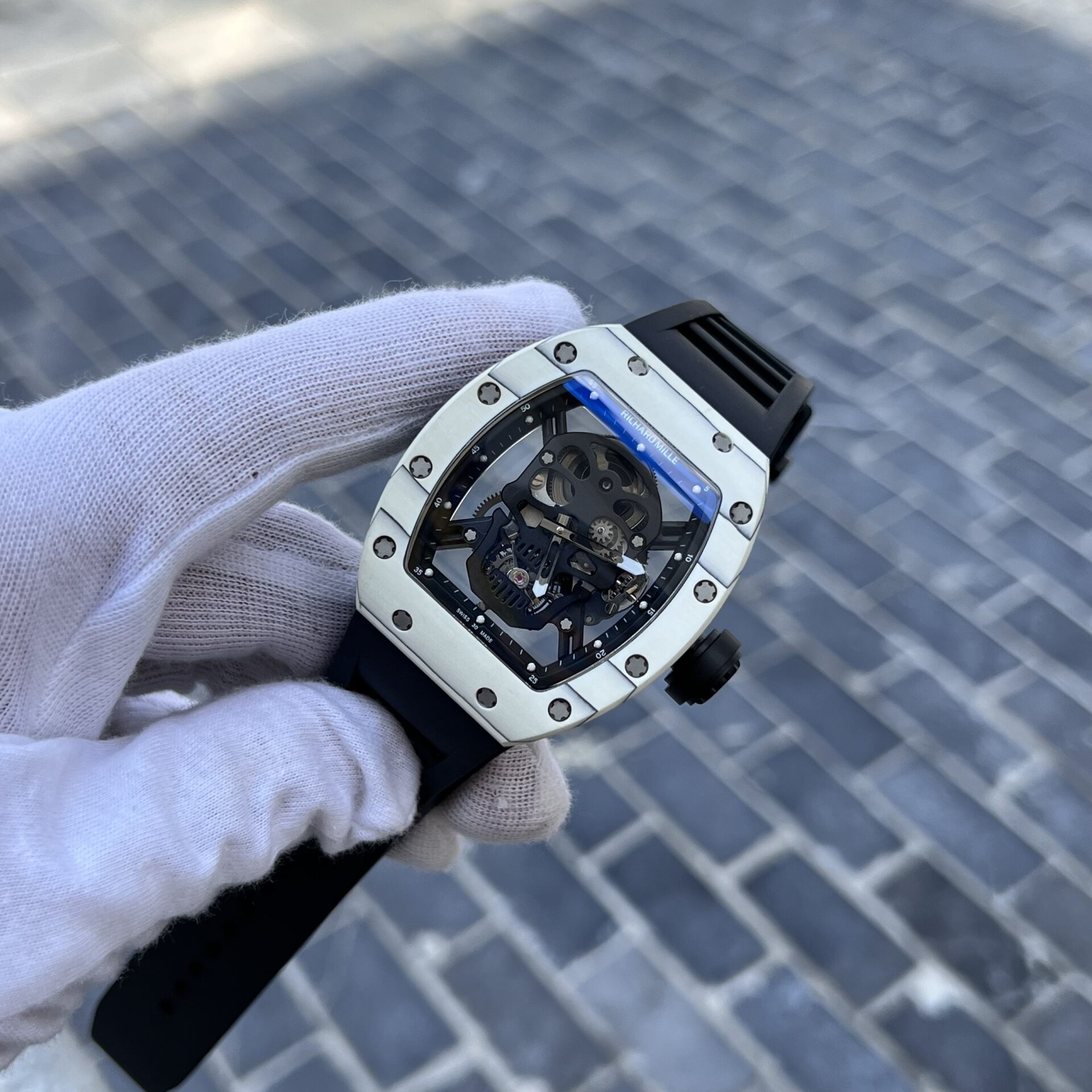 Richard Mille Replica 1:1 Watch RM052 Skull Tourbillon White Case 43mm