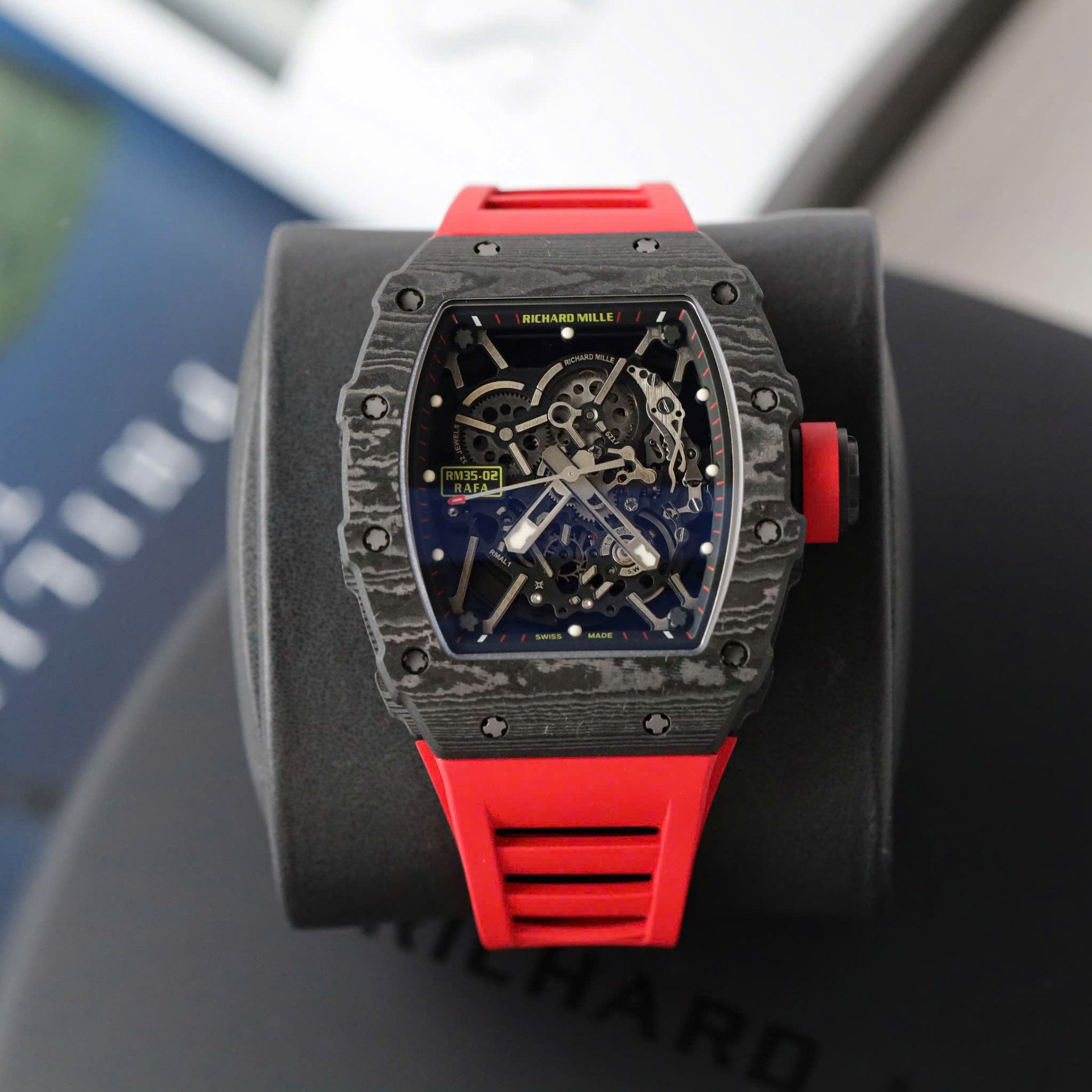 Richard Mille Rm35-02 Red Imitation Watches Carbon Super Light 77 GRams ZF Factoy 44mm