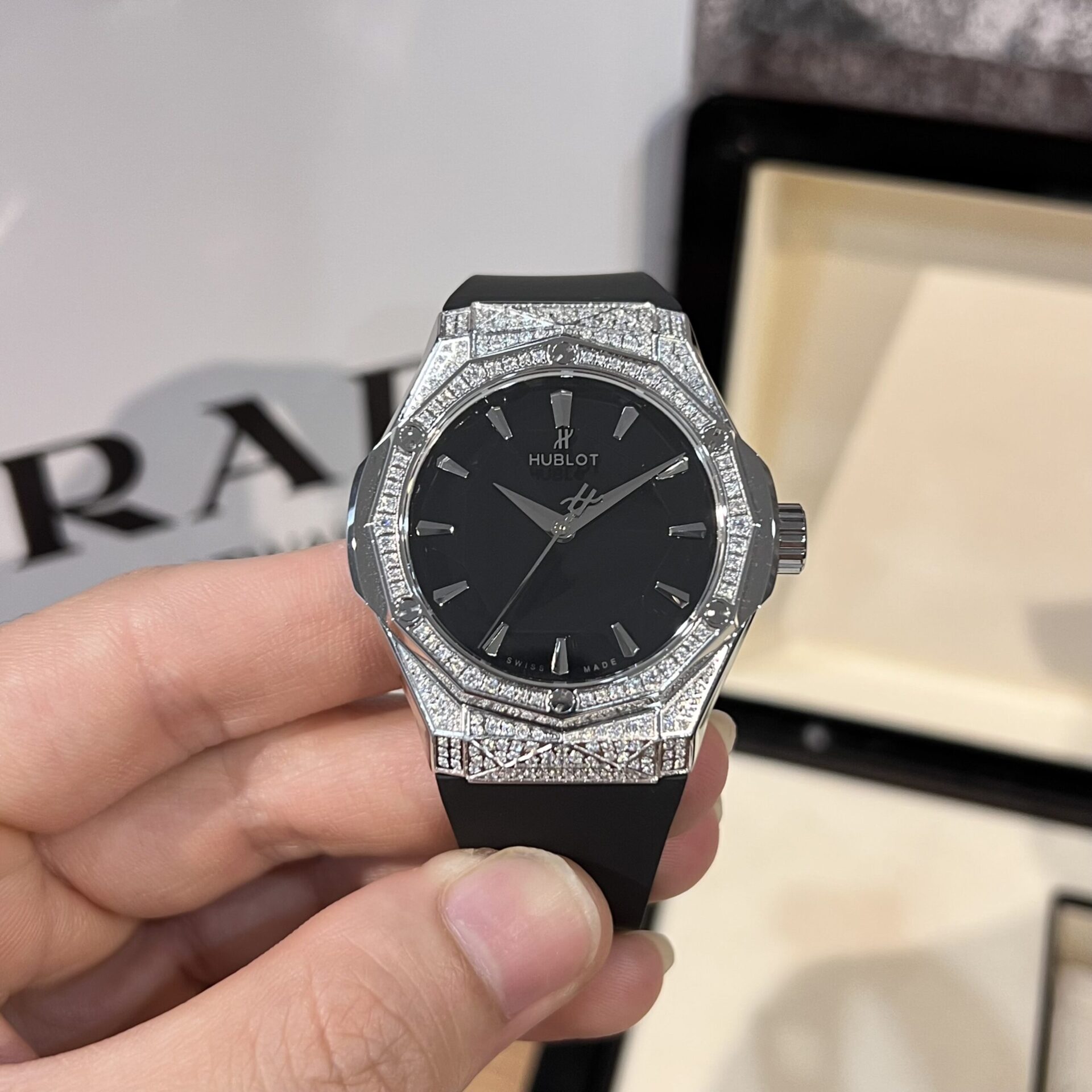Hublot Replica Watch Orlinski Full Diamond Case Black Dial HBF 40mm