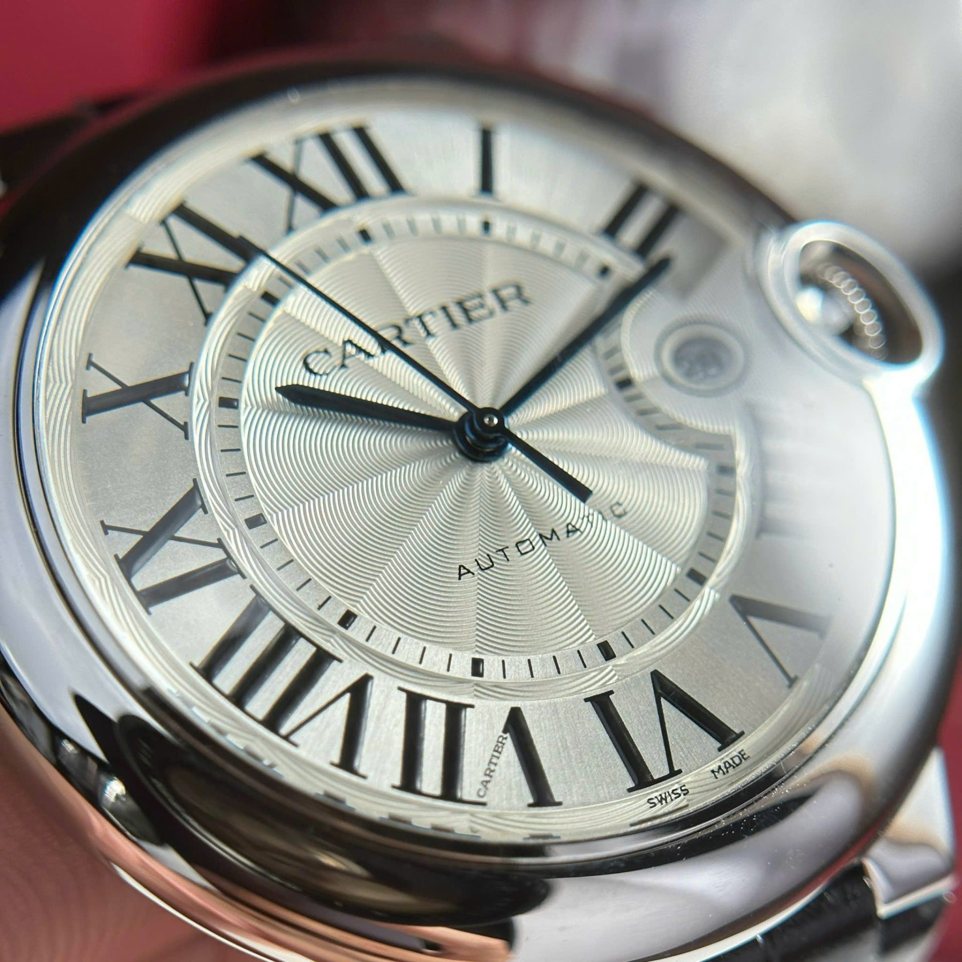 Cartier Ballon Bleu Replica Watch Dial White Leather Strap AF Factory 42mm