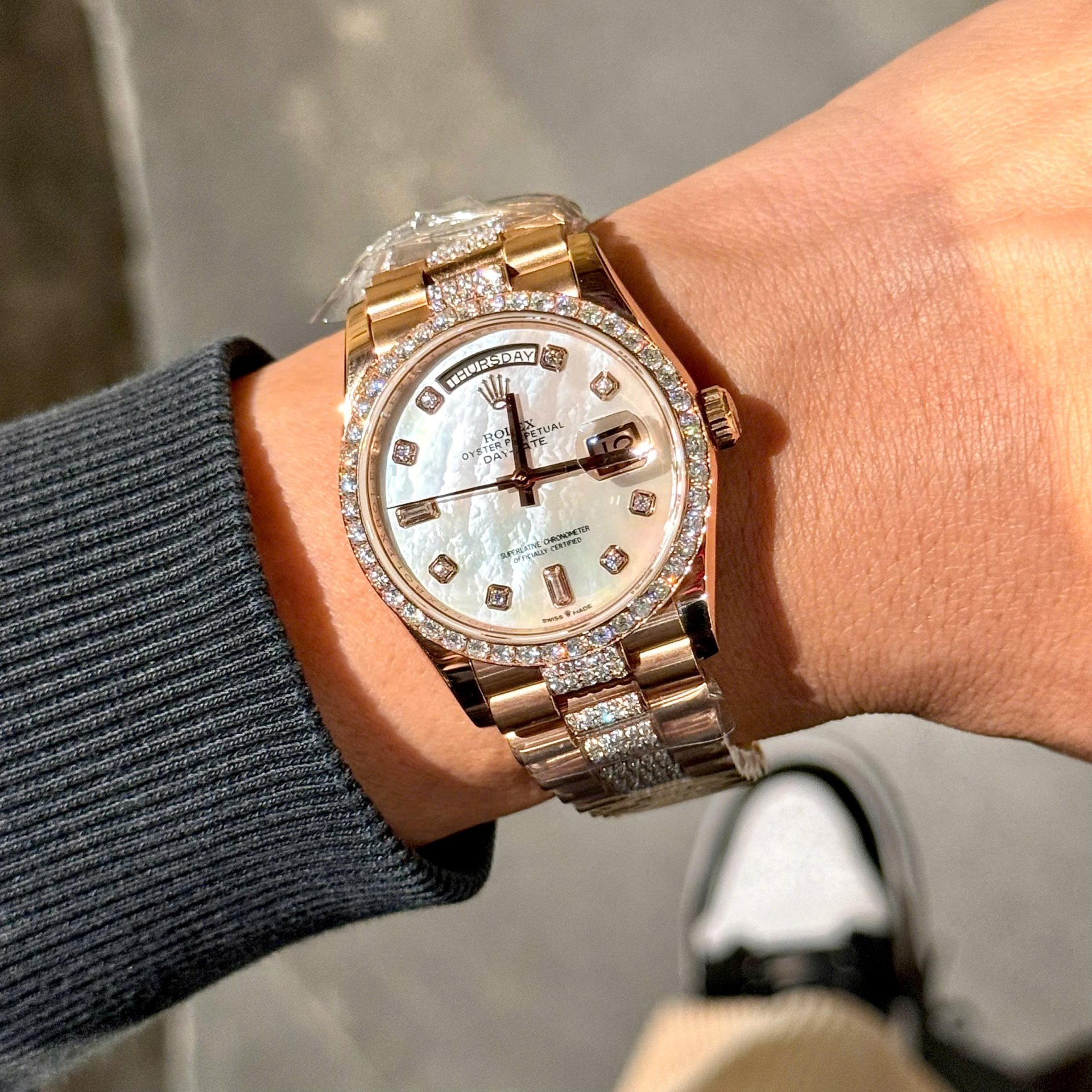 Rolex Best Replica Watch Day-Date Dial Mother Of Pearl Custom Gold Wrapped GMF 40mm