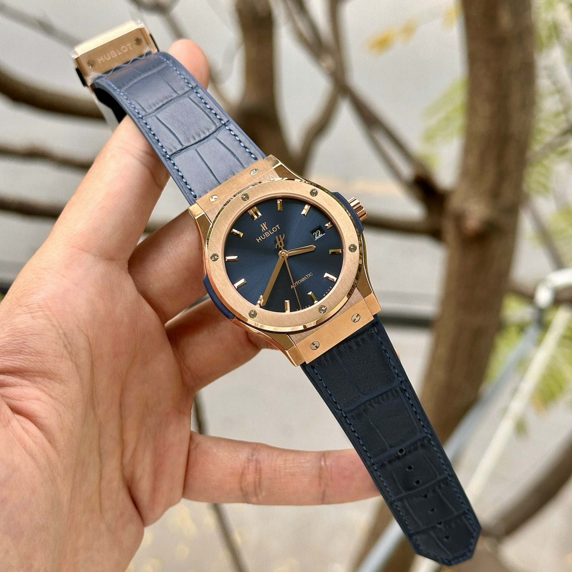 Hublot Replica 1:1 Watch Classic Fusion King Gold Blue Dial JJF Factory 42mm