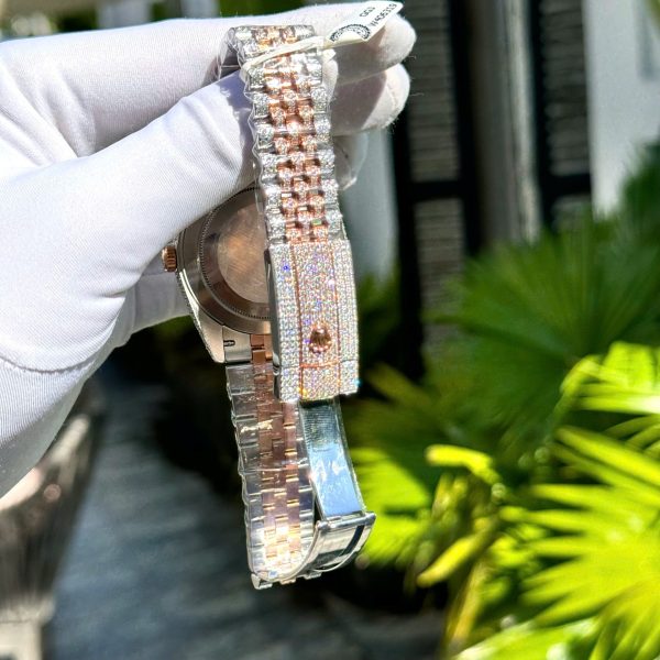 Rolex DateJust Replica Watch Custom Gold Wrapped + Moissanite Diamonds Hong Kong 41mm