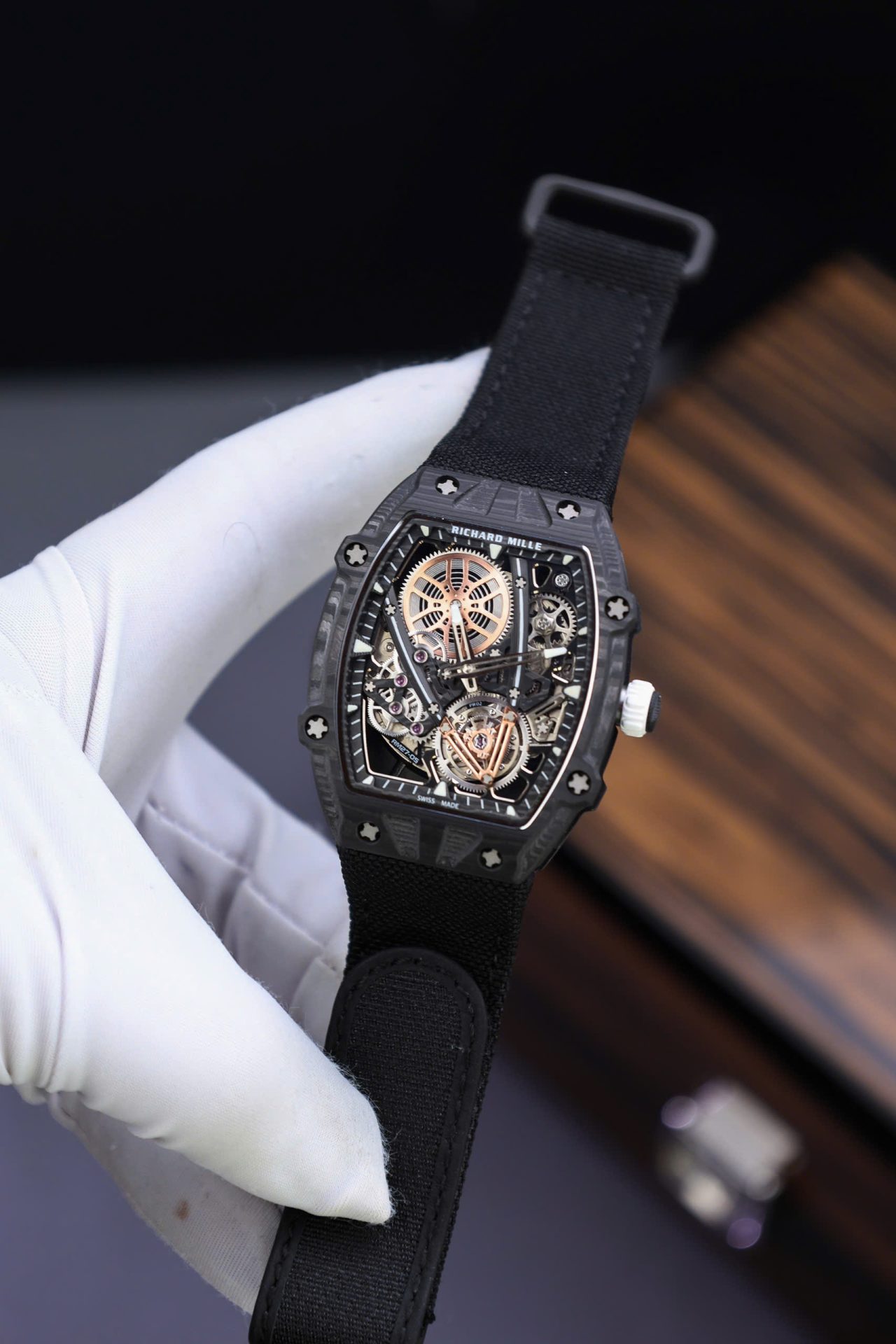 Richard Mille Copies Watches RM27-05 Rafael Nadal Carbon Black 37.25×47.25mm