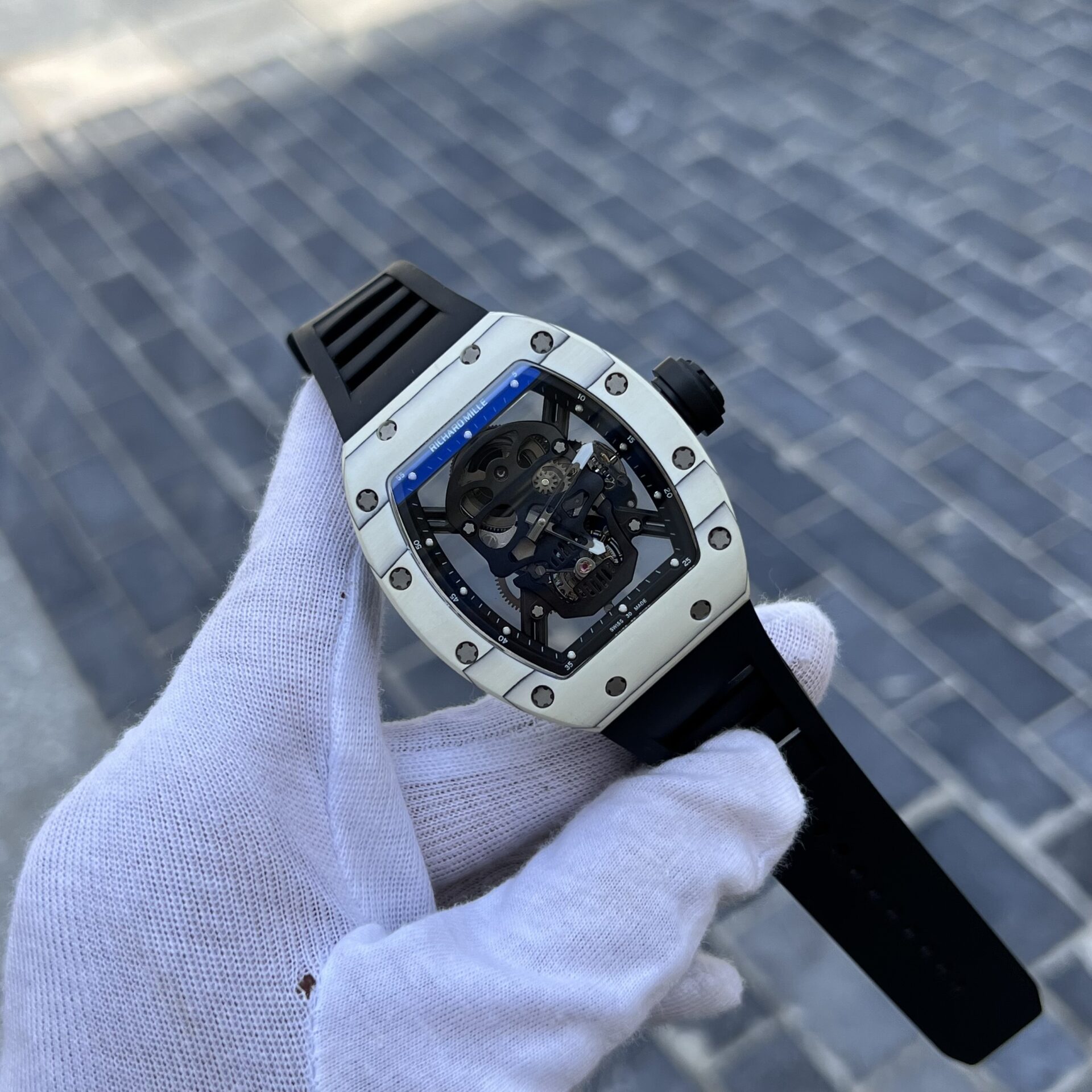 Richard Mille Replica 1:1 Watch RM052 Skull Tourbillon White Case 43mm