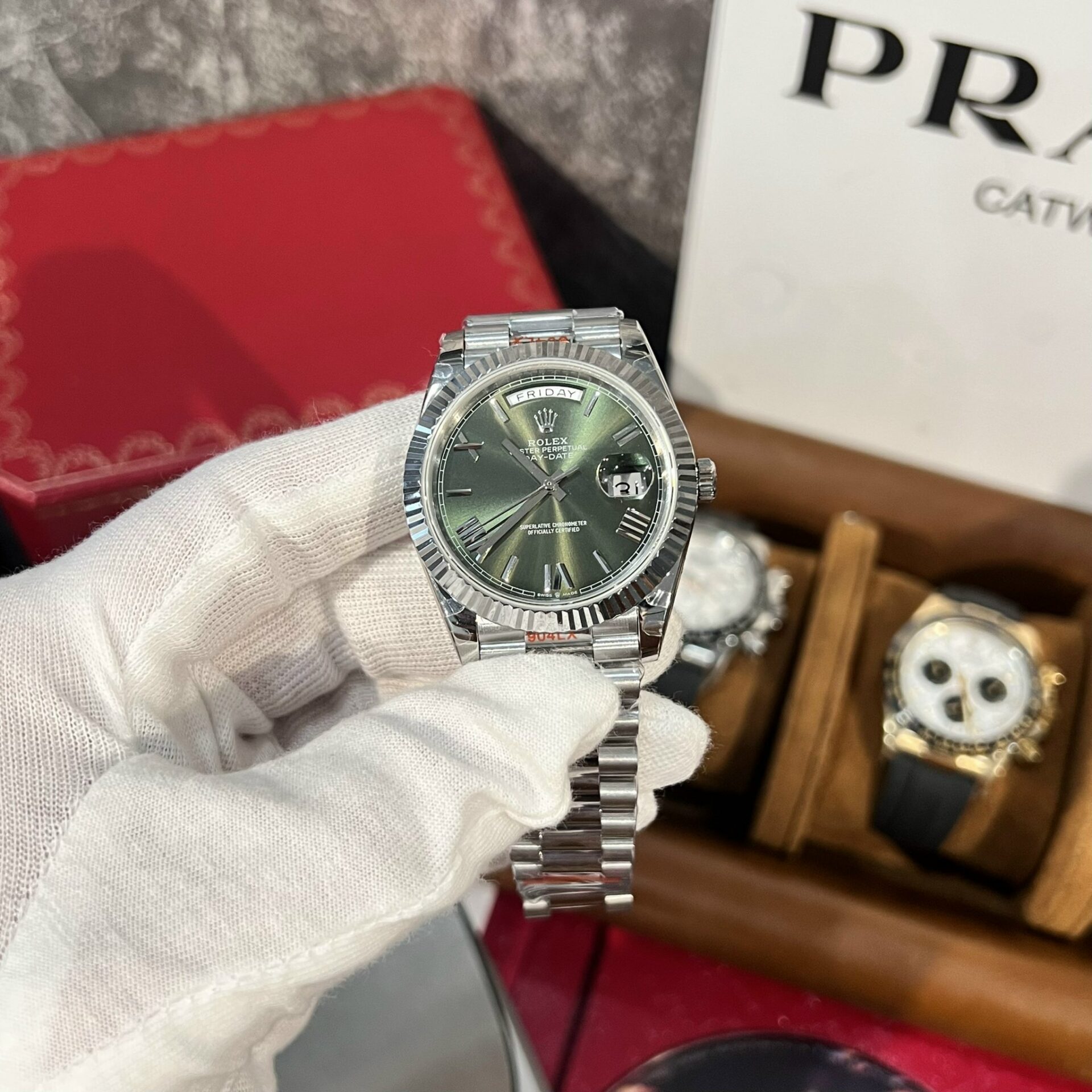 Rolex Rep 11 Watch Day-Date 228236 Green Dial Metal Strap GM Factory V2 40mm