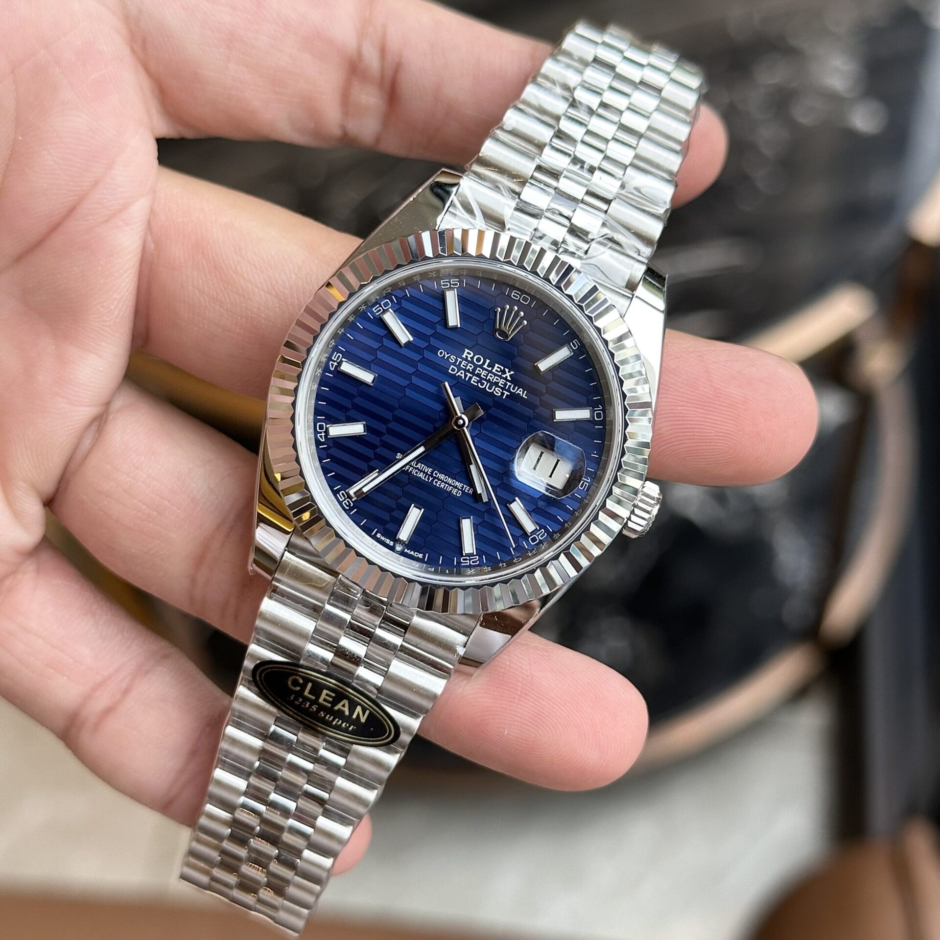 Rolex DateJust 126334 Replica 1:1 Watch Fold Blue Dial Clean 41mm