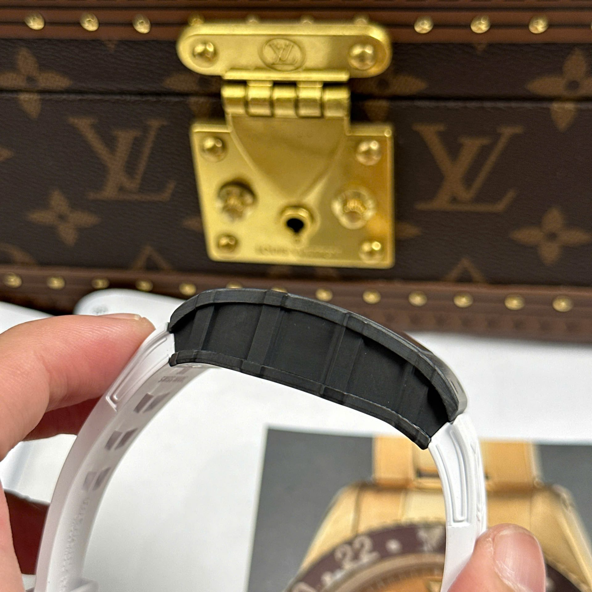 Richard Mille RM35-01 Rafael Nadal Carbon NTPT Best Copies Watches White Rubber Strap ZF Factory 49,9x43mm