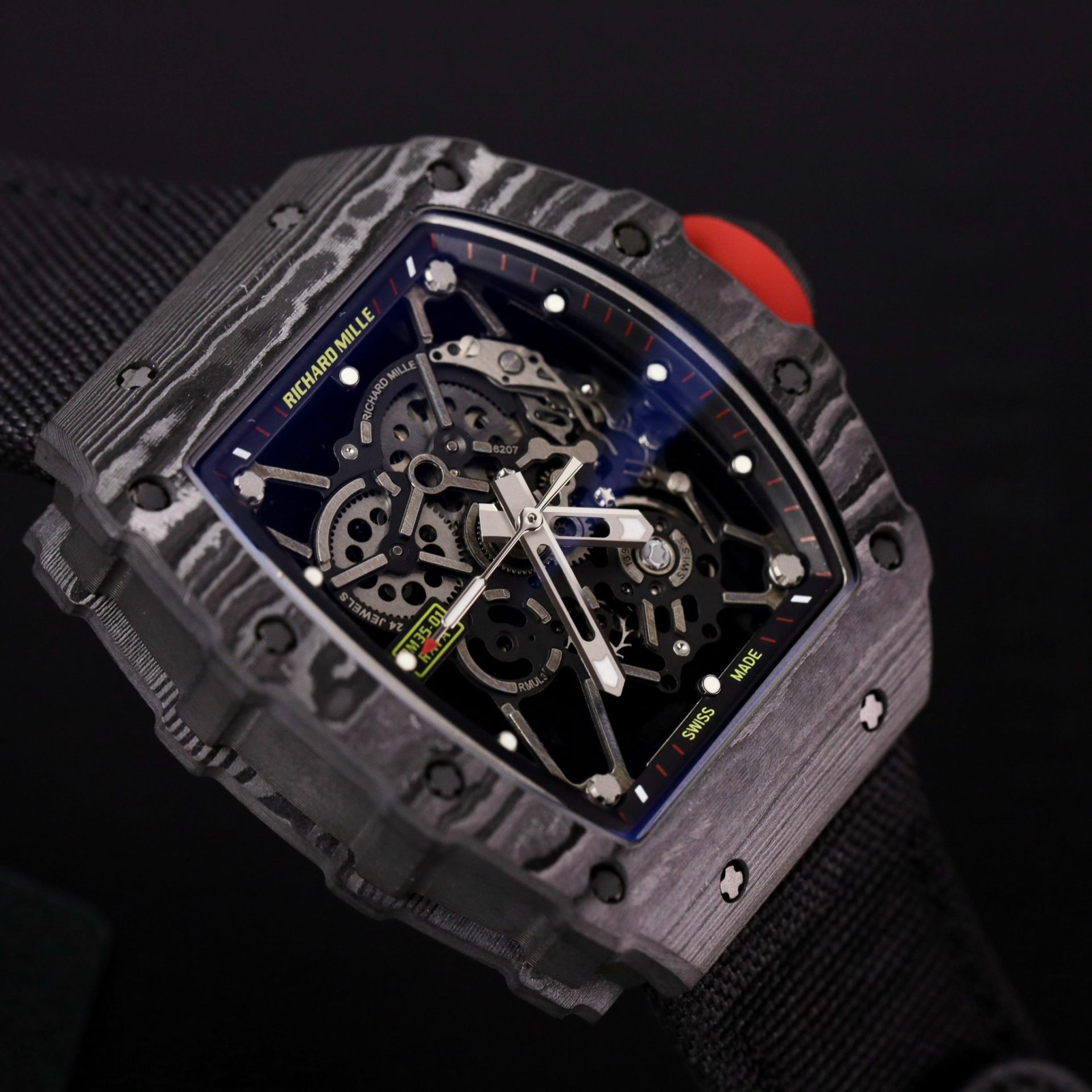 Richard Mille Replica 1:1 Watch RM35-01 Full Carbon Super Light Parachute Strap 44mm