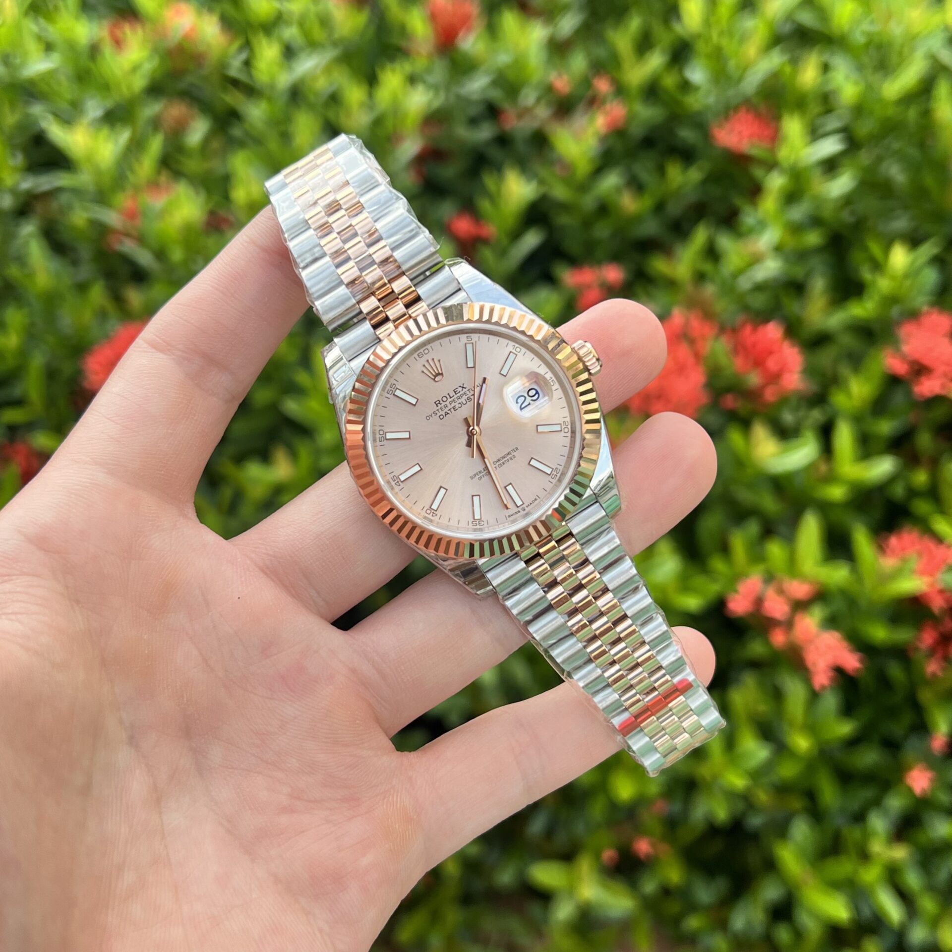 Rolex Replica 11 Watch DateJust Pink Dial Jubilee Strap Factory EW 41mm