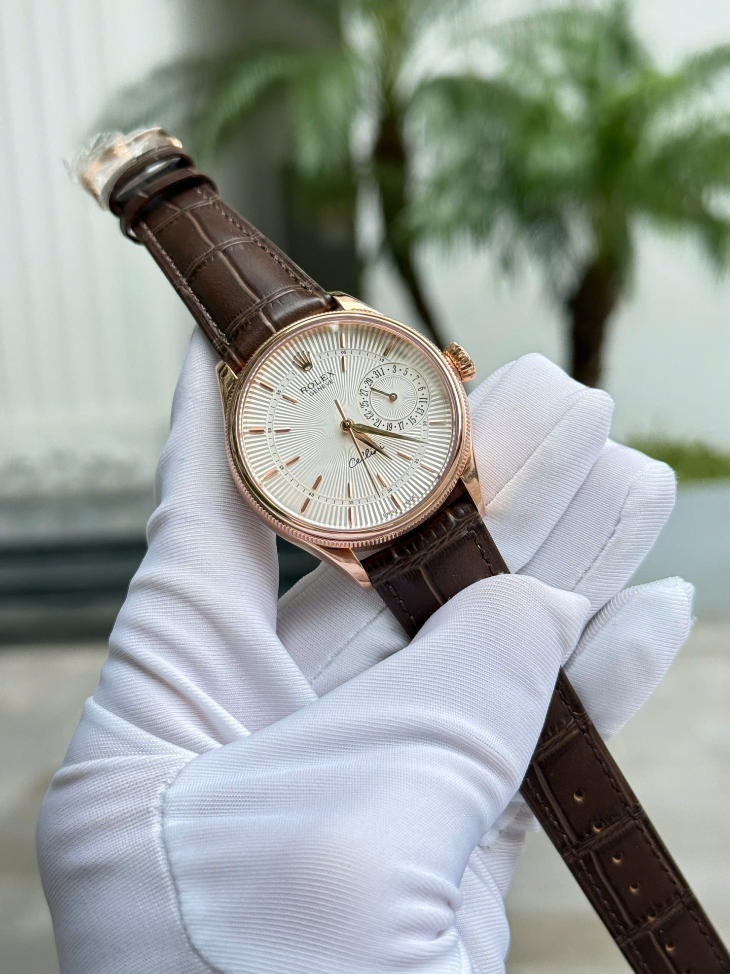 Rolex Cellini 50515 White Dial Replica Watches 18K Gold Wapped Custom 39mm