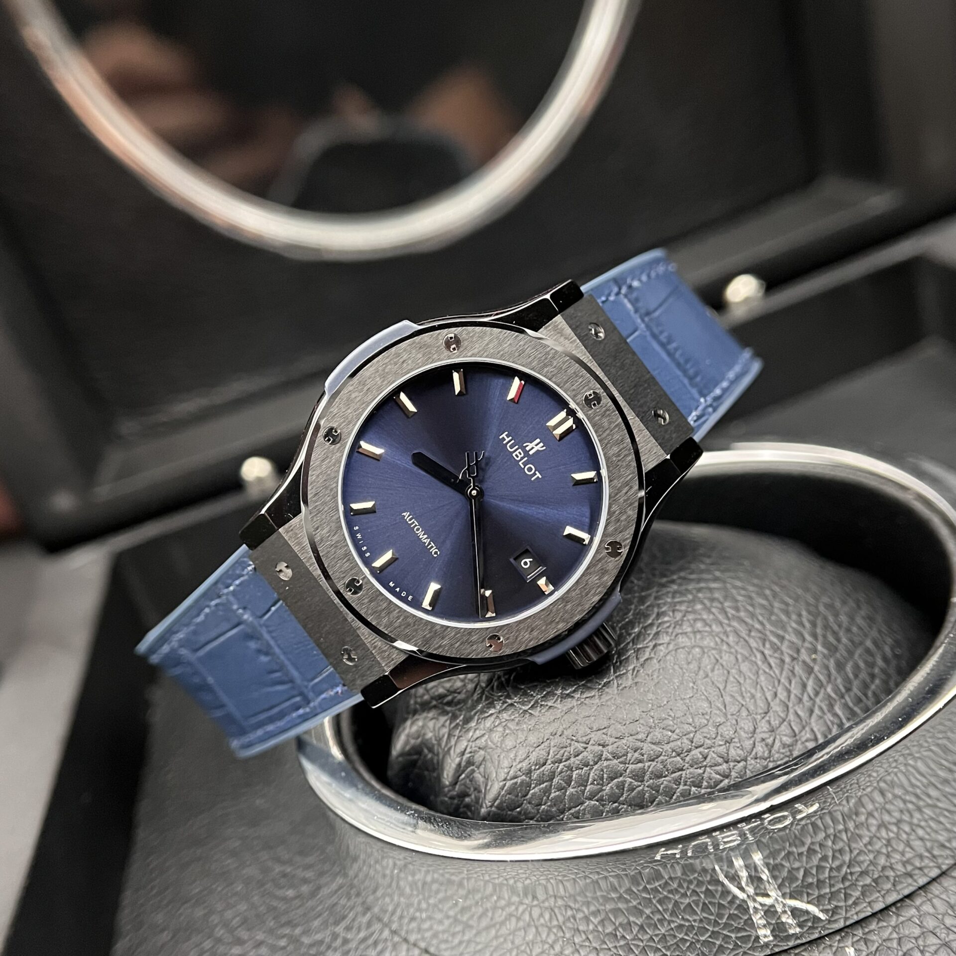 Hublot Classic Fusion Ceramic Charcoal Blue Replica Watch JJZ 42mm