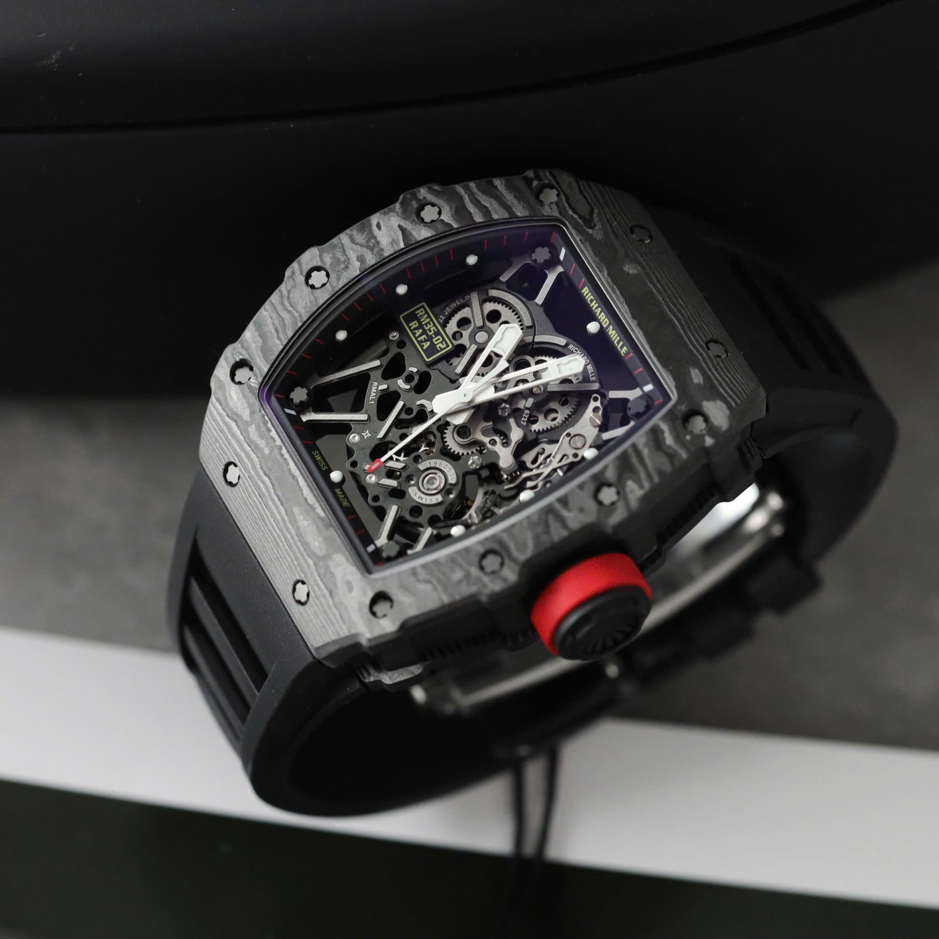 Richard Mille Rm35-02 Black Copies Watches Carbon Super Light ZF Factoy 44mm