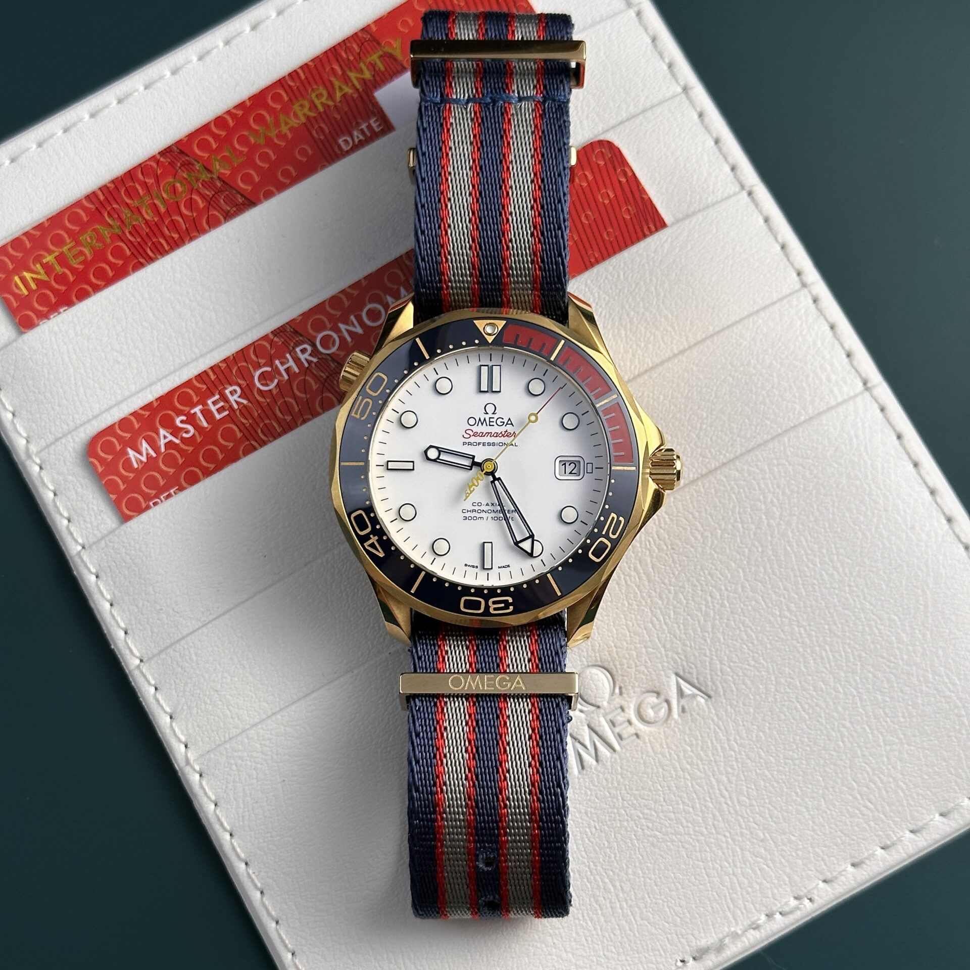 Omega Replica Watch Seamaster Diver 300M 007 Edition Nato Fabric Strap 42mm