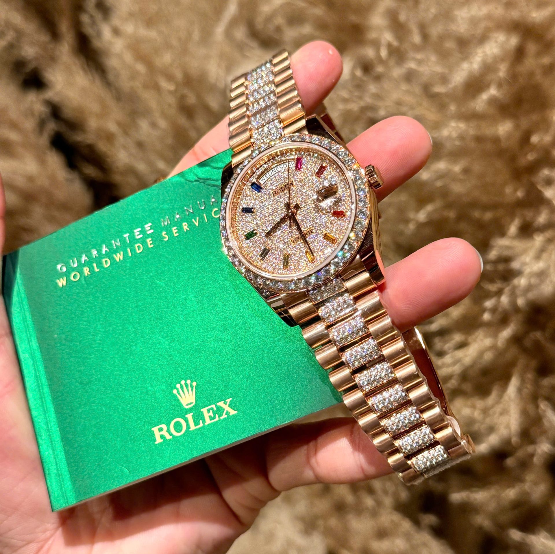 Rolex Day-Date Replica Watches Custom Moissanite Diamonds And Gold Wrapped 40mm
