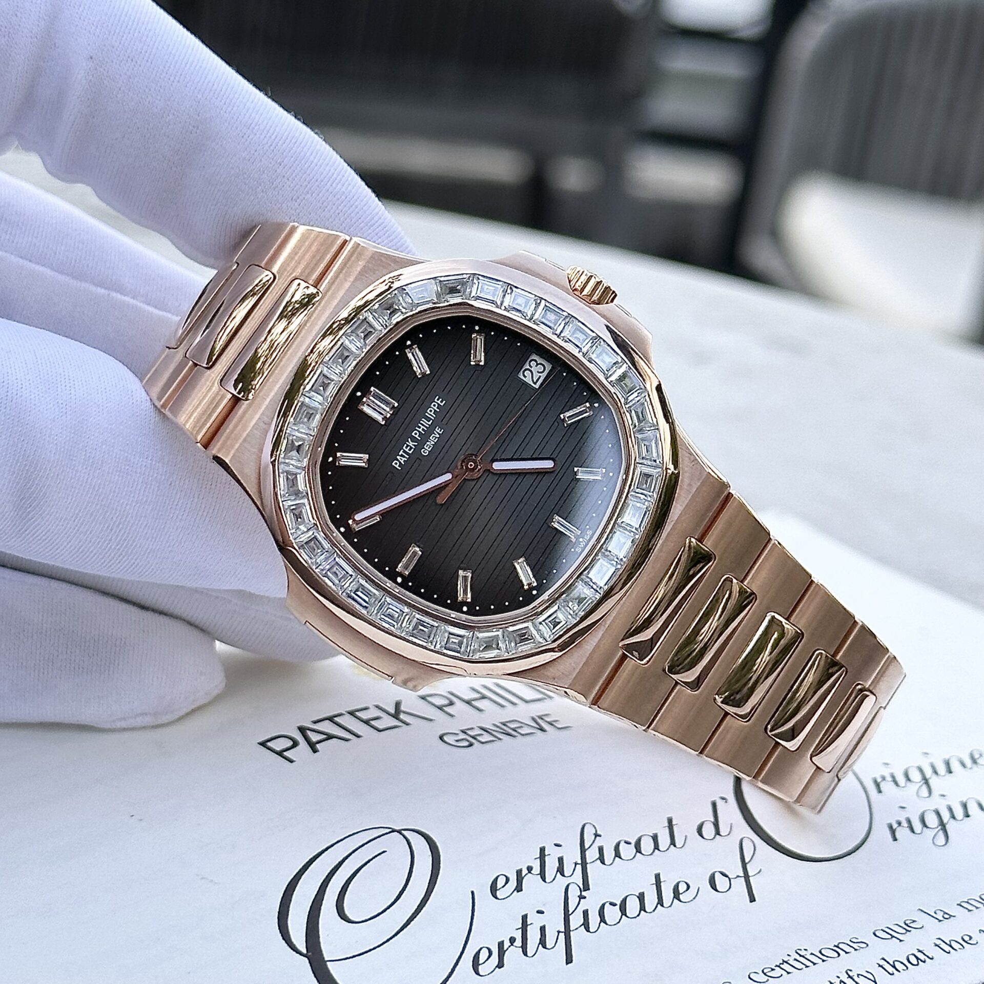 Patek Philippe Nautilus 5723 Gold Wrapped With Moissanite Baguette Diamonds 3K 40mm