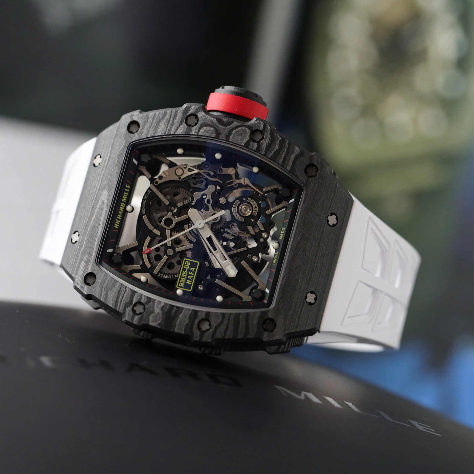 Richard Mille RM35-02 Knock Off Watches Carbon Super Light Rubber Strap Red ZF Factoy 44mm