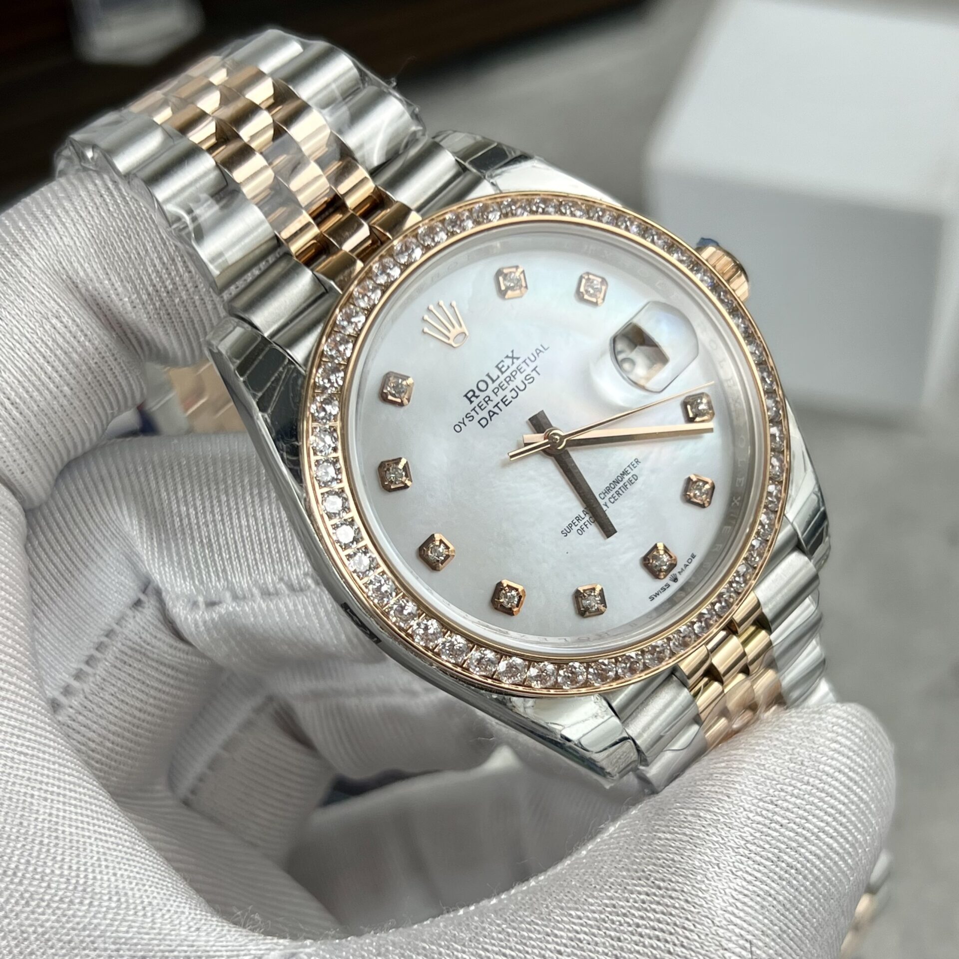 Rolex Replica 1:1 Watch DateJust Mother of Pearl Demi Strap EW Factory 31mm