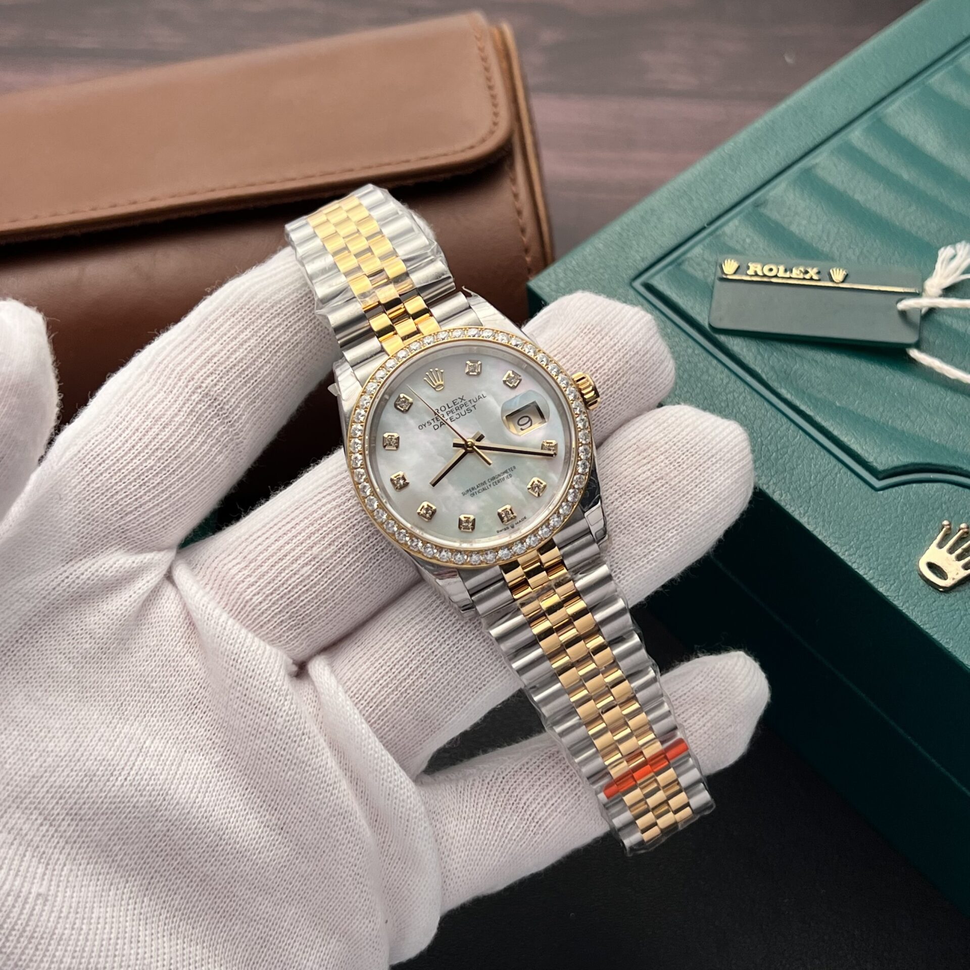 Rolex Rep 11 Watch DateJust MOP Moissanite Diamond Bezel EW 36mm