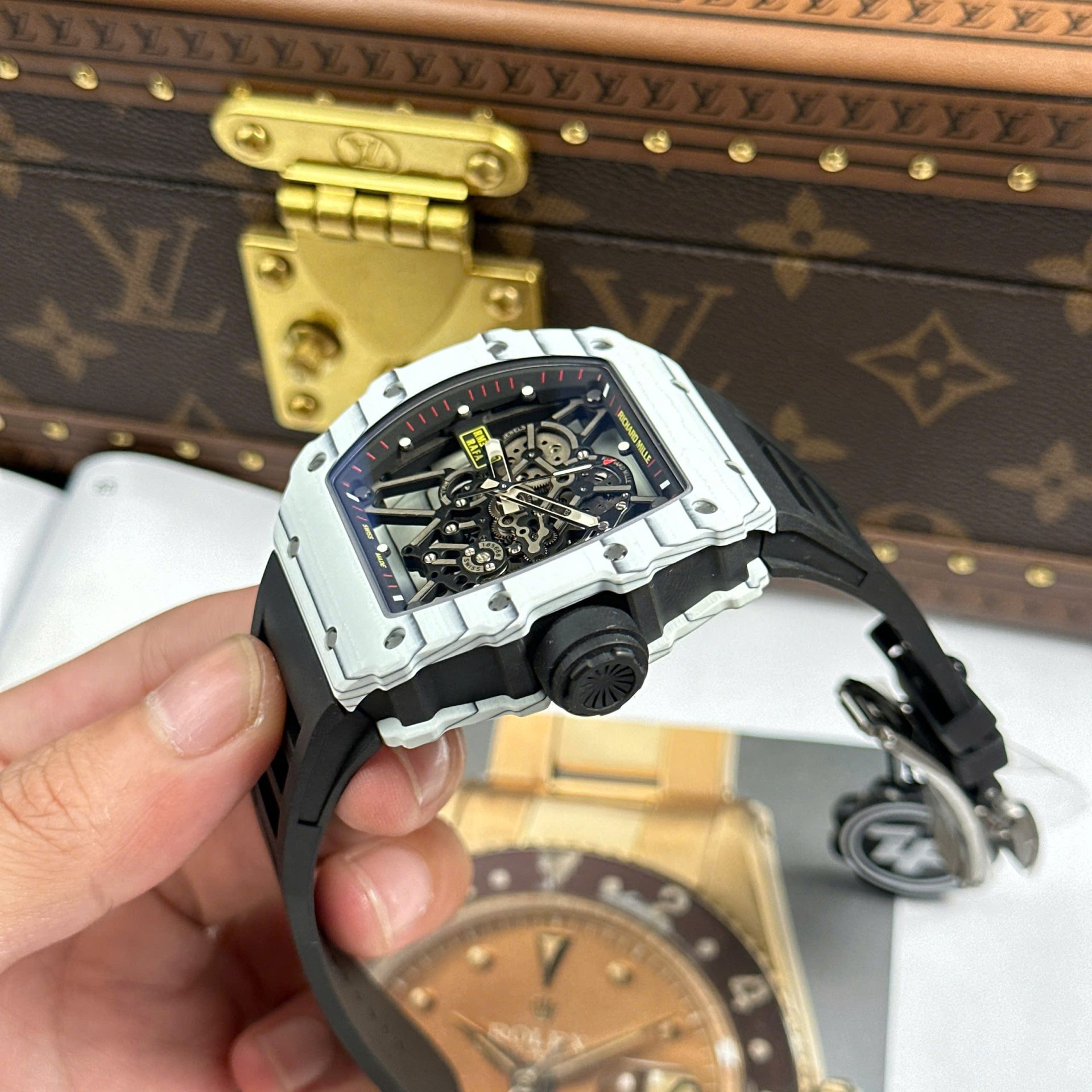 Richard Mille RM35-01 Rafael Nadal Replica Watches White Carbon NTPT ZF Factory 49,9x43mm