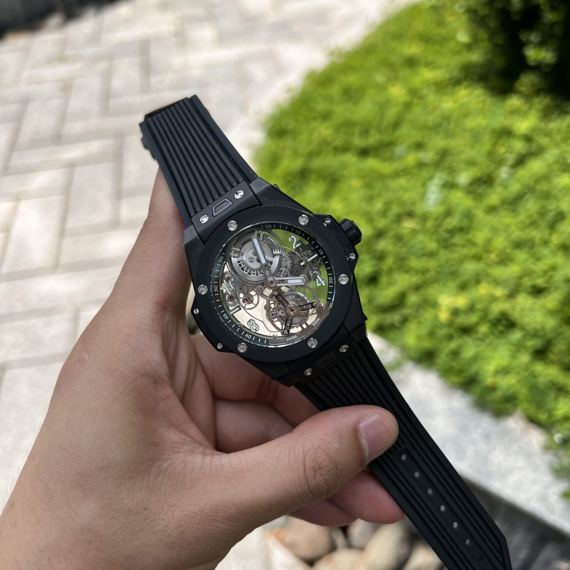 Hublot Replica 11 Watch Big Bang Tourbillon Black Ceramic Case JB Factory 45mm