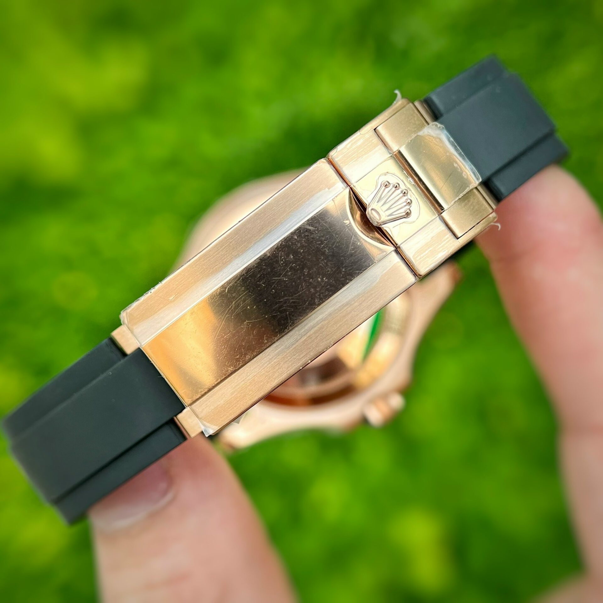 Rolex Replica 1:1 Watch Yacht-Master Rose Gold Plated Rubber Strap 40mm