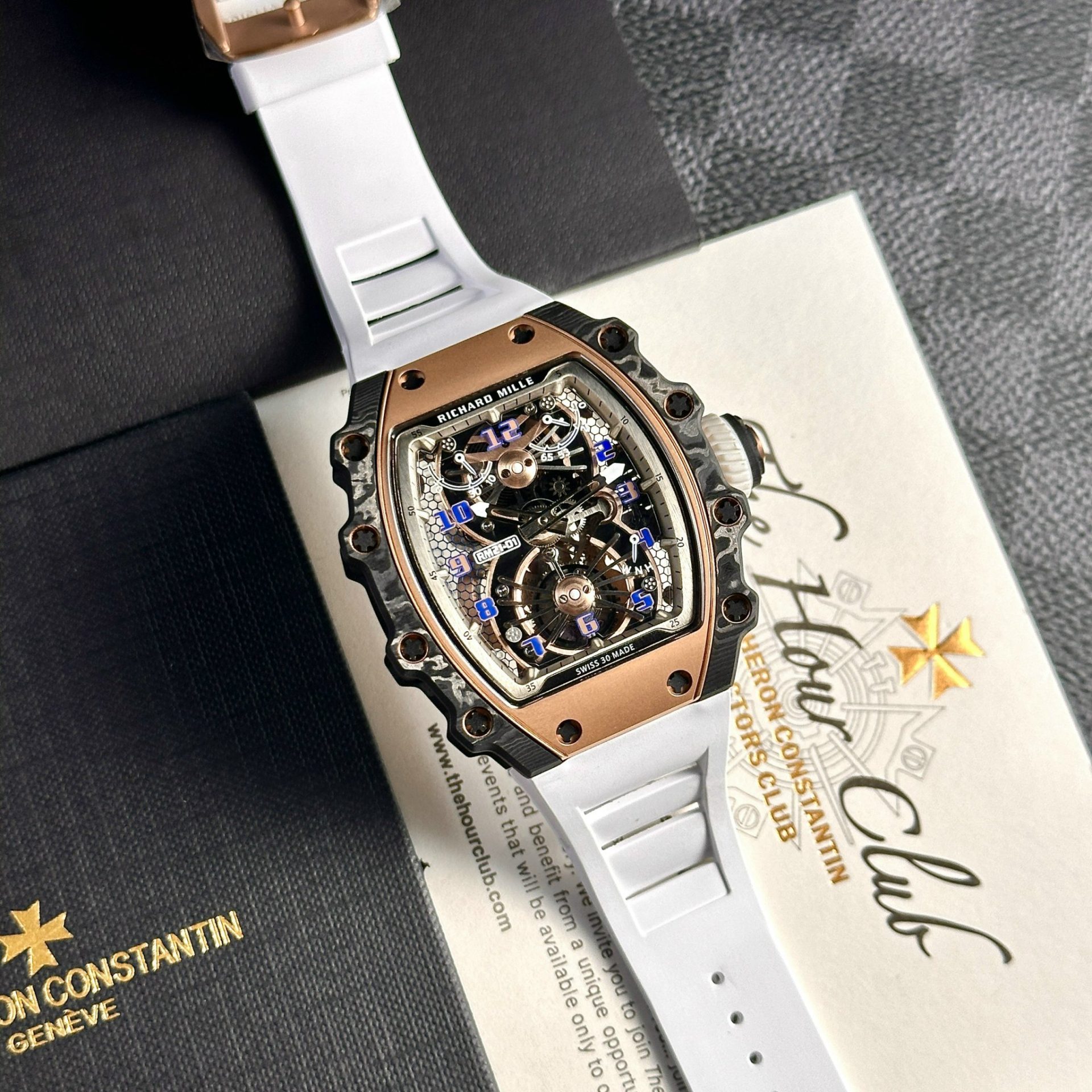 Richard Mille RM21-01 Tourbillon Replica Highest Quality White Rubber Strap 45mm