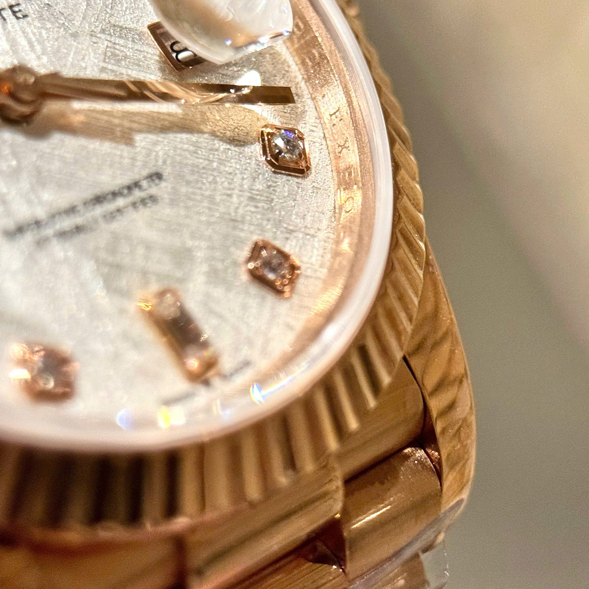 Rolex Replica Watch Day-Date Meteorite Dial With Moissanite Diamonds Hour Markers Custom Gold Wrapped GMF 40mm