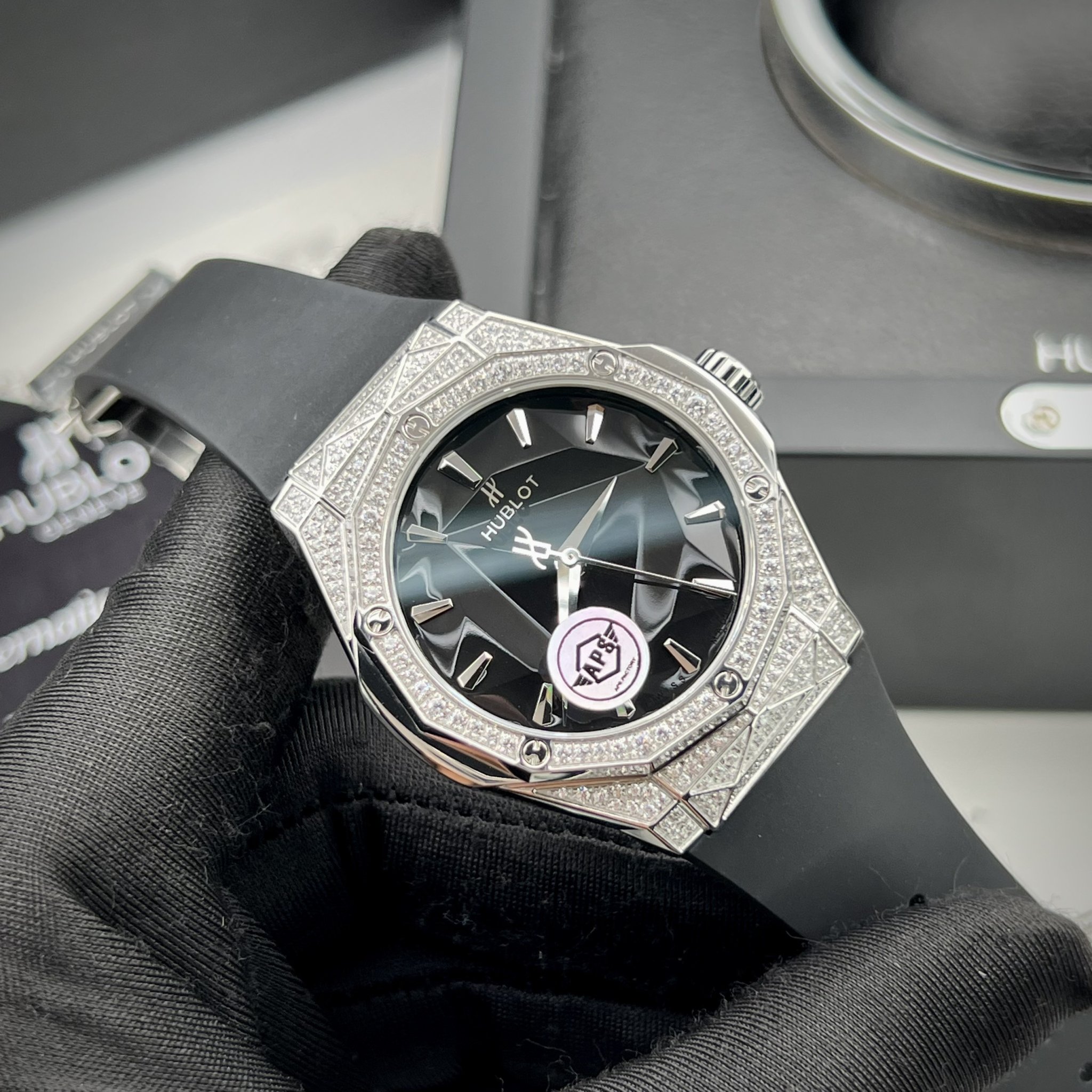 Hublot Replica Watch Classic Fusion Orlinski Full Diamonds Titanium Rubber Strap APS 40mm