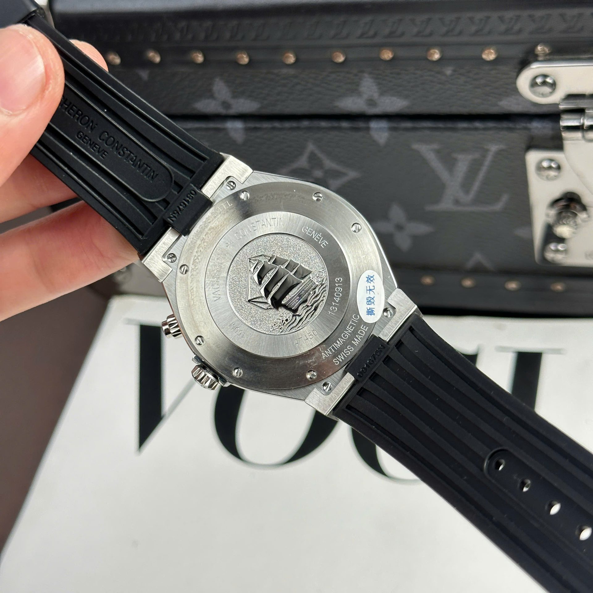 Vacheron Constantin Overseas Dual Time 47450 Knock Off Watches Gray Dial Rubber Strap 9F Factory 42mm