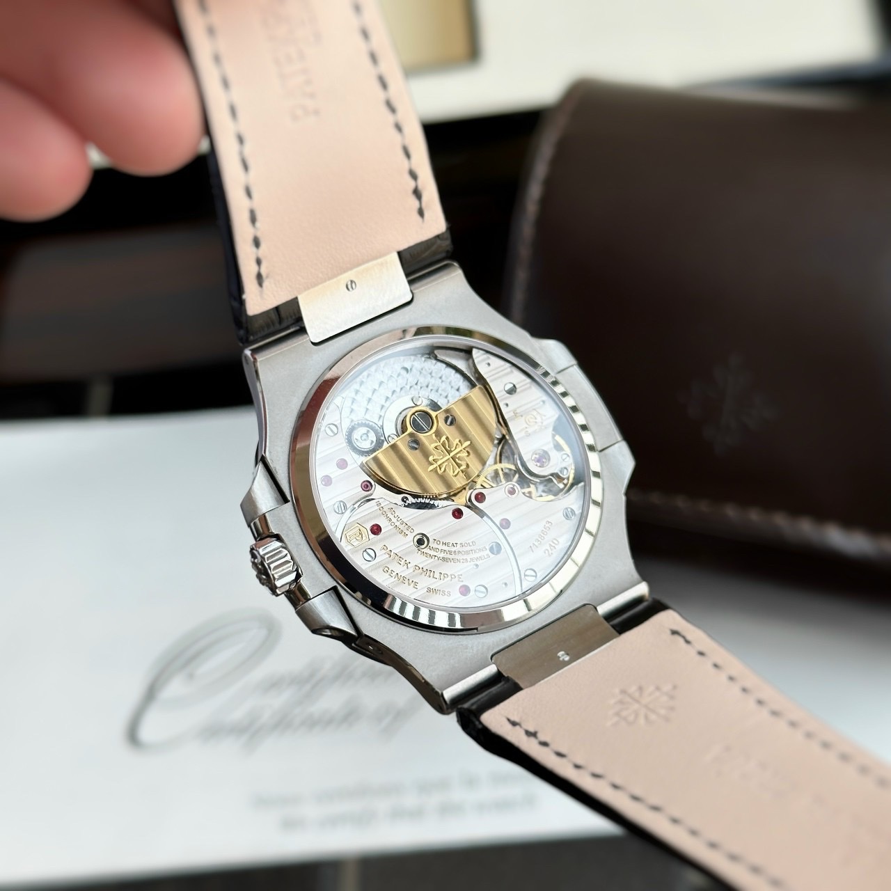 Patek Philippe Replica 11 Watch Nautilus 5712 Leather Strap Blue Black Dial GR Factory 40mm