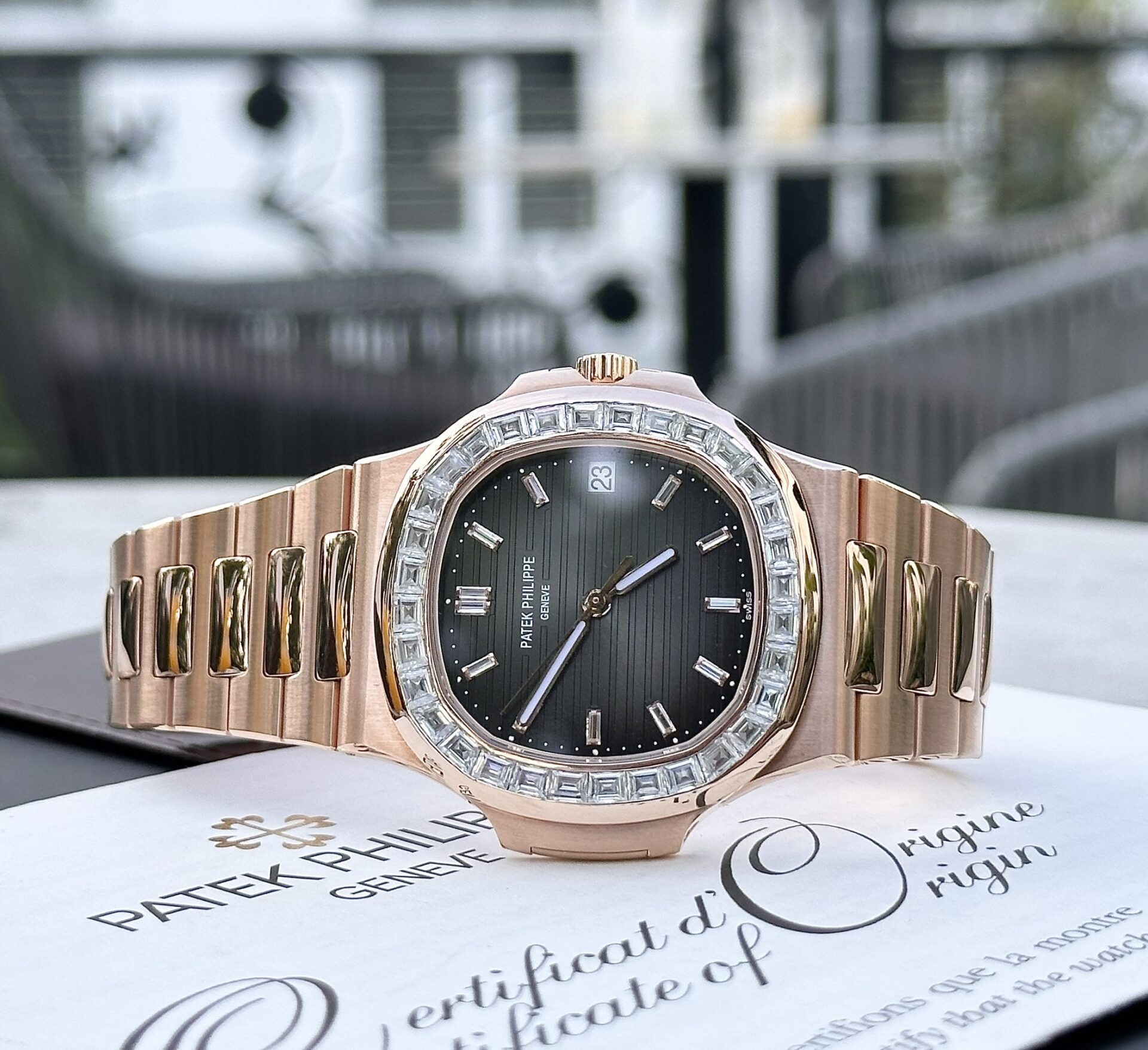 Patek Philippe Nautilus 5723 Gold Wrapped With Moissanite Baguette Diamonds 3K 40mm