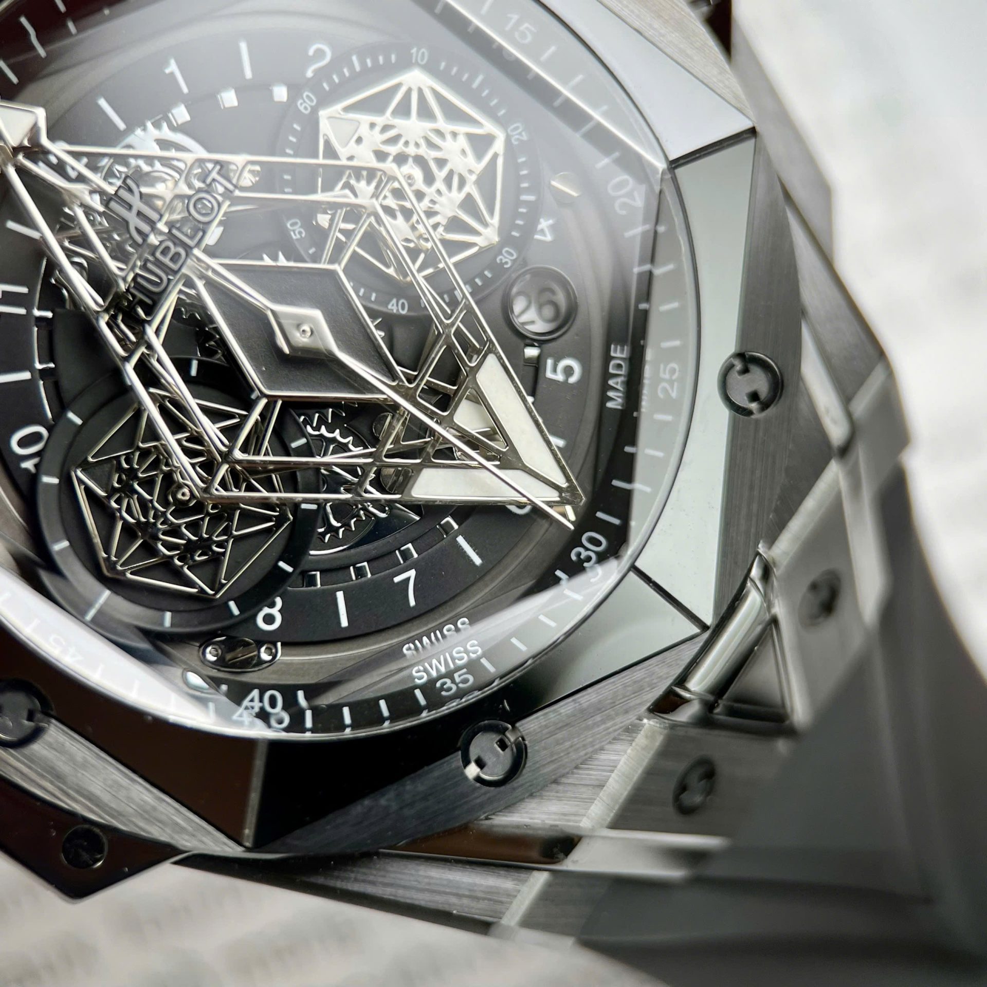Hublot Best Copies Watches Big Bang Sang Bleu II Black Ceramic BBF Factory 45mm