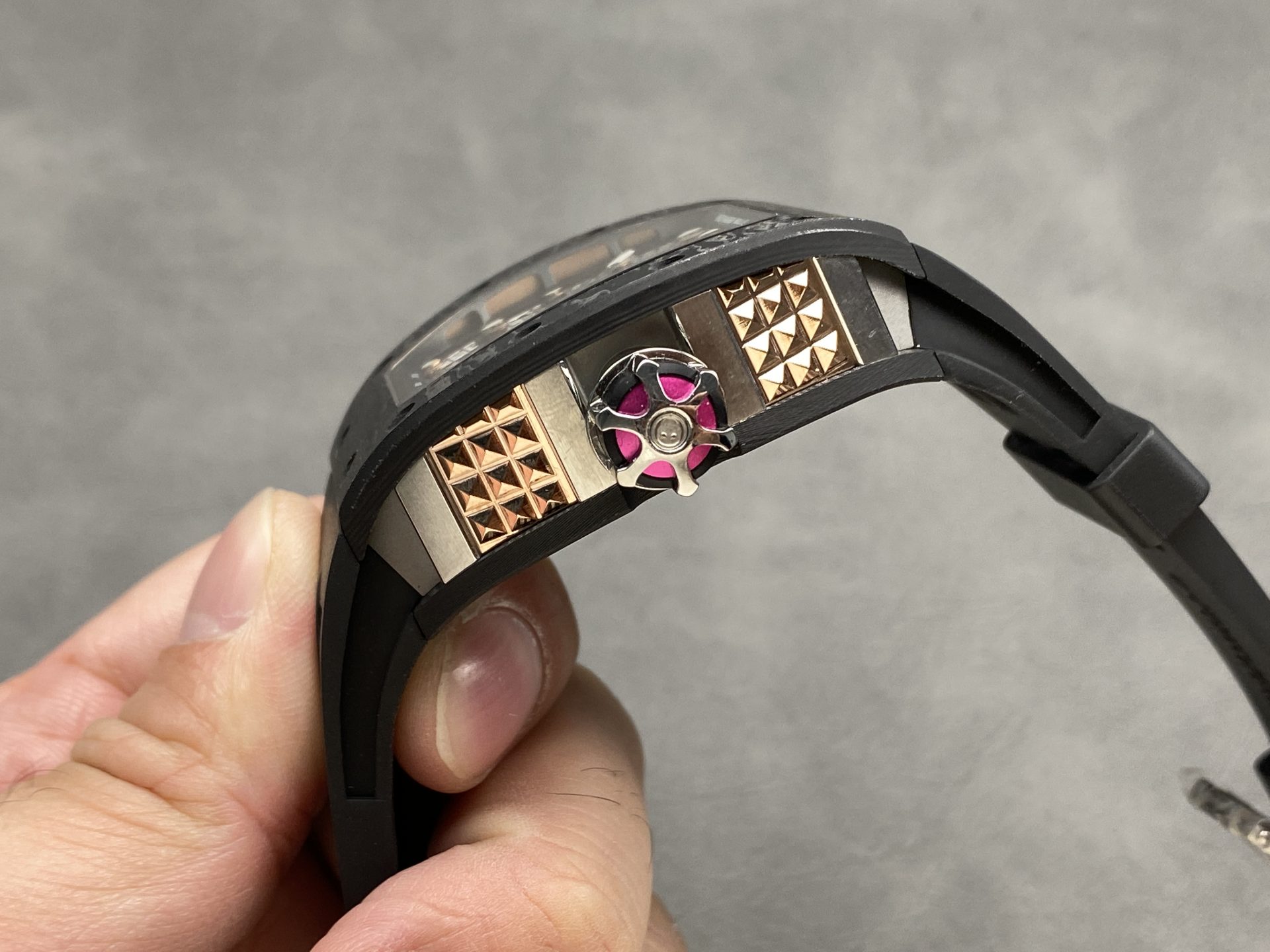 Richard Mille Replica 11 Watch RM66 Ultra Light Carbon Rose Gold Wrapped Refine 42.7mm