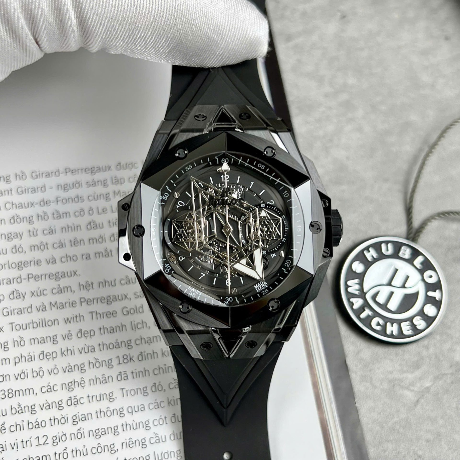 Hublot Best Copies Watches Big Bang Sang Bleu II Black Ceramic BBF Factory 45mm