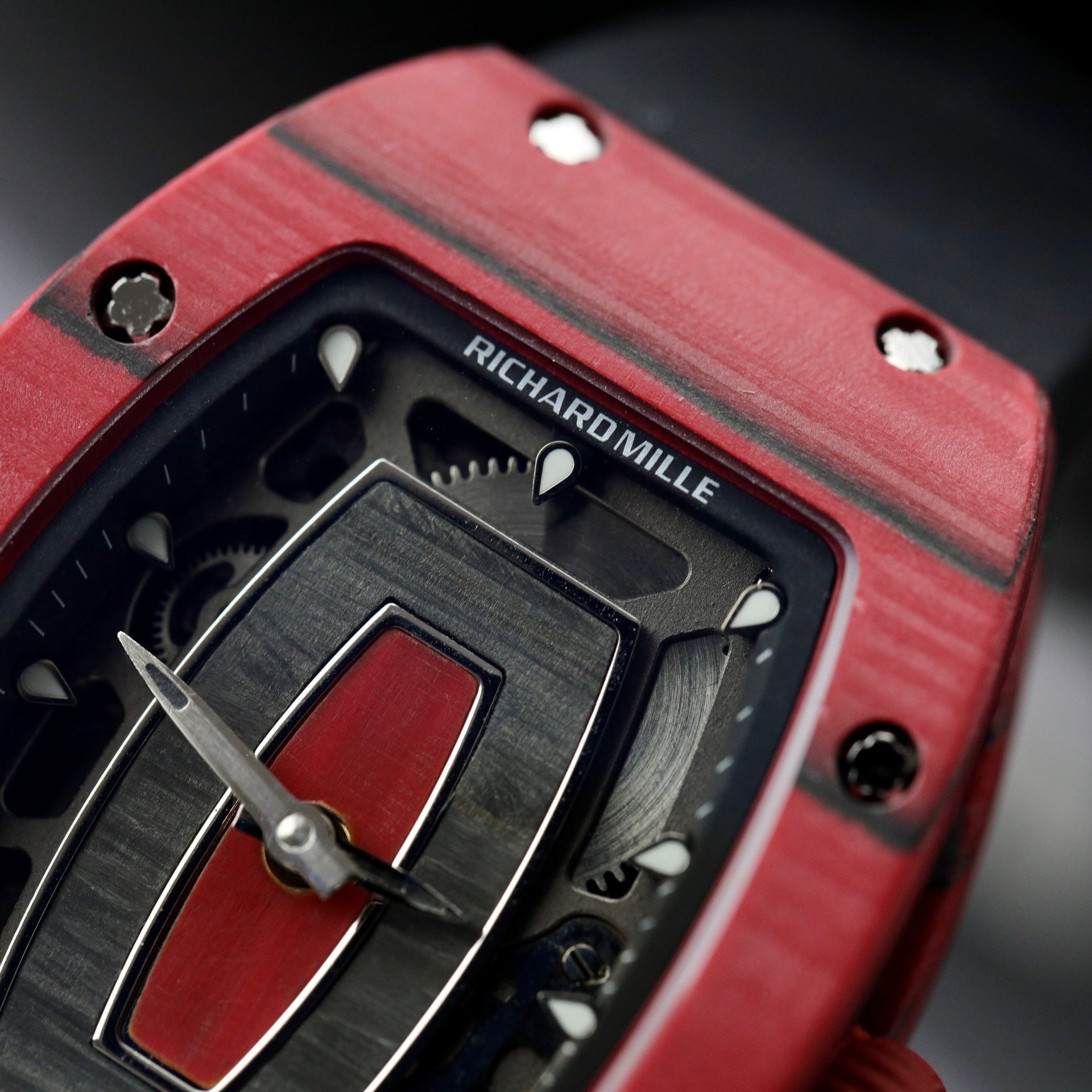 Richard Mille Rep 1:1 Watch RM07 Carbon Red Black Rubber Strap 36mm