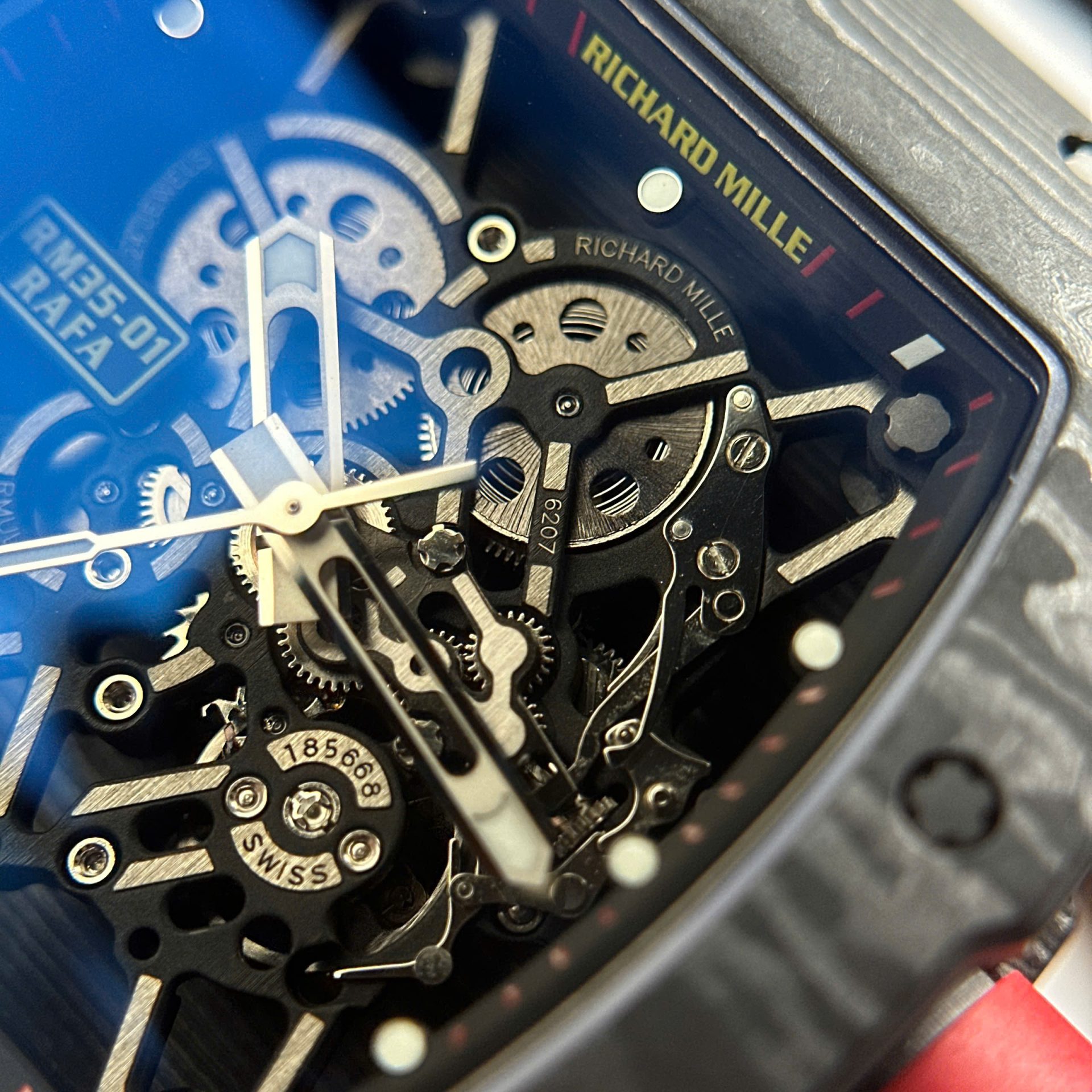 Richard Mille RM35-01 Rafael Nadal Carbon NTPT Best Copies Watches White Rubber Strap ZF Factory 49,9x43mm