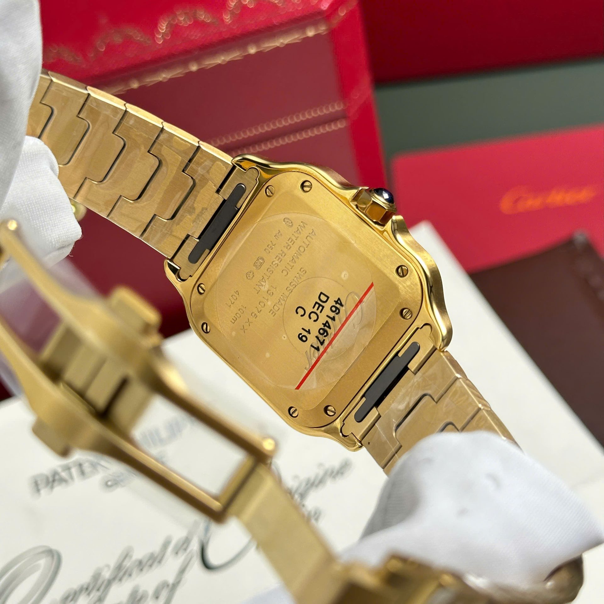 Cartier Santos Yellow Replica Watch White Dial BV Factory 35mm