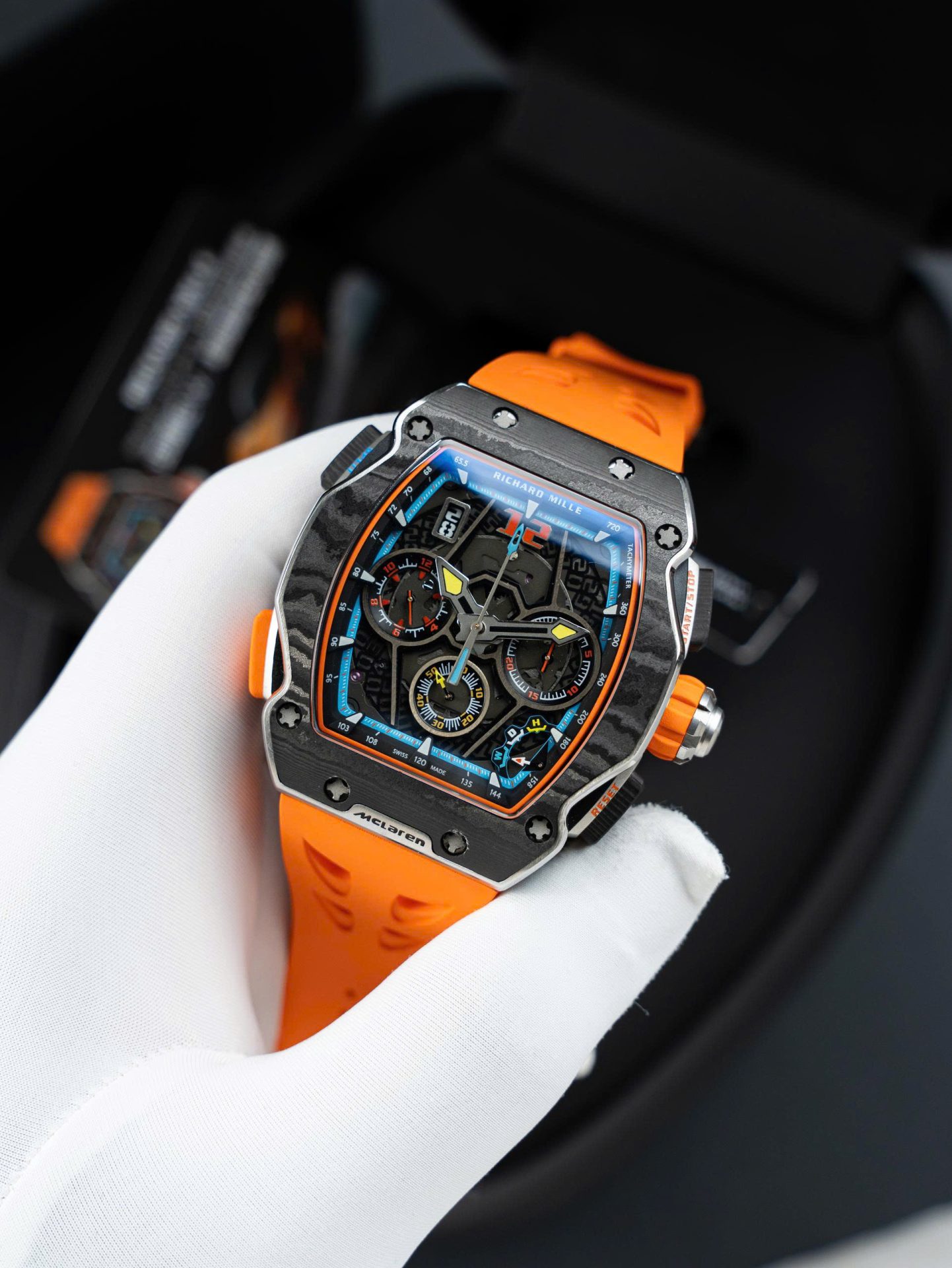 Richard Mille RM65-01 Replica Watches Orange Rubber Strap 44.5×49.9mm