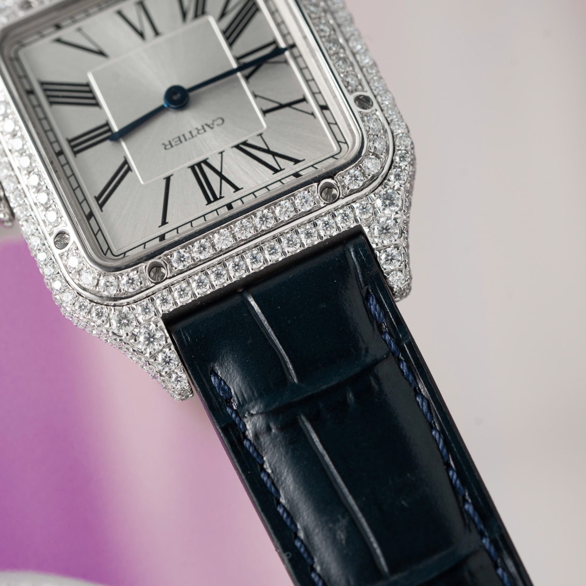 Cartier Replica 1:1 Watch Santos Dumont Large With Full Moissanite Diamond Hong Kong 42mm