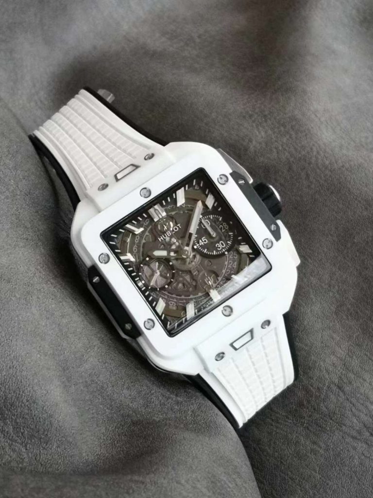 Hublot Replica 1:1 Watch Square White Ceramic Bang Unico Chronograph Factory BBF 42mm