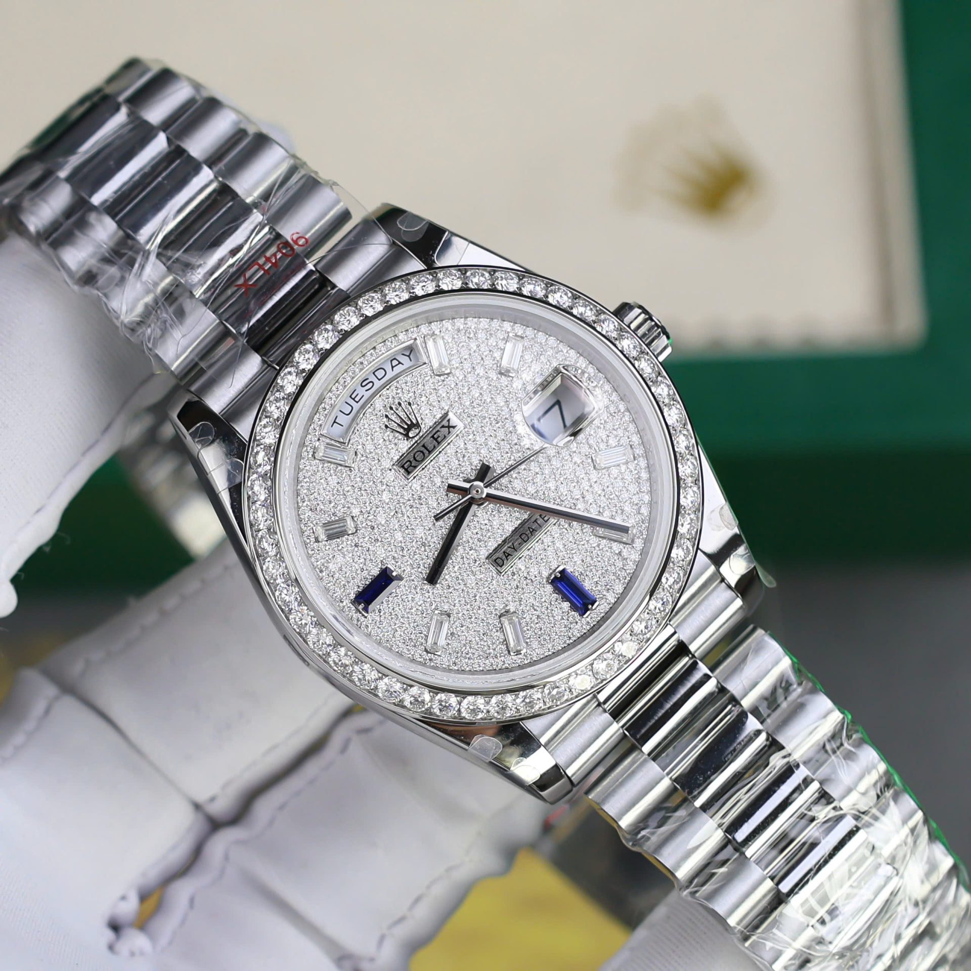 Rolex Day-Date Best Copies Watch Diamonds Moissanite Custom GM Factory 40mm