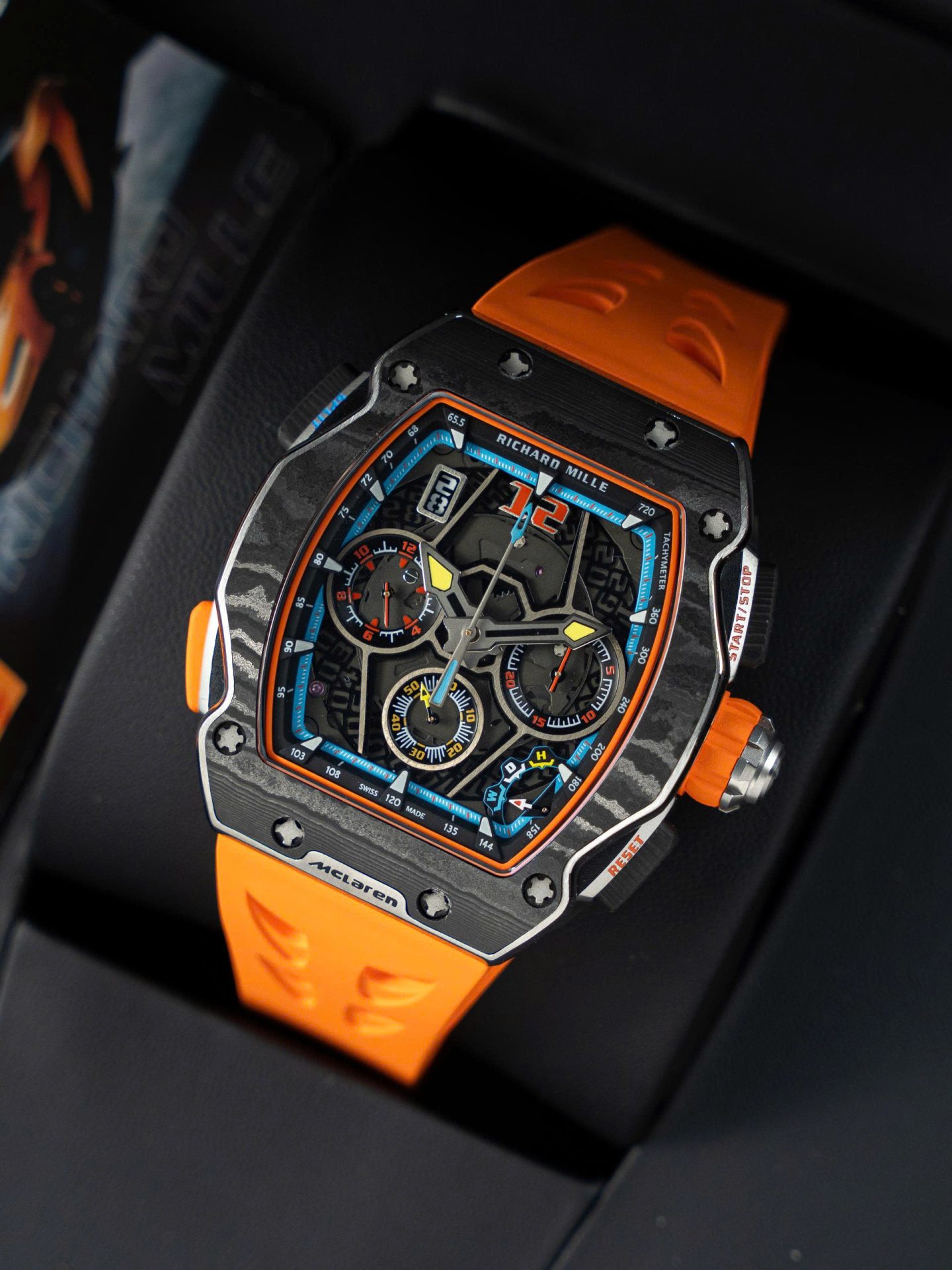 Richard Mille RM65-01 Replica Watches Orange Rubber Strap 44.5×49.9mm