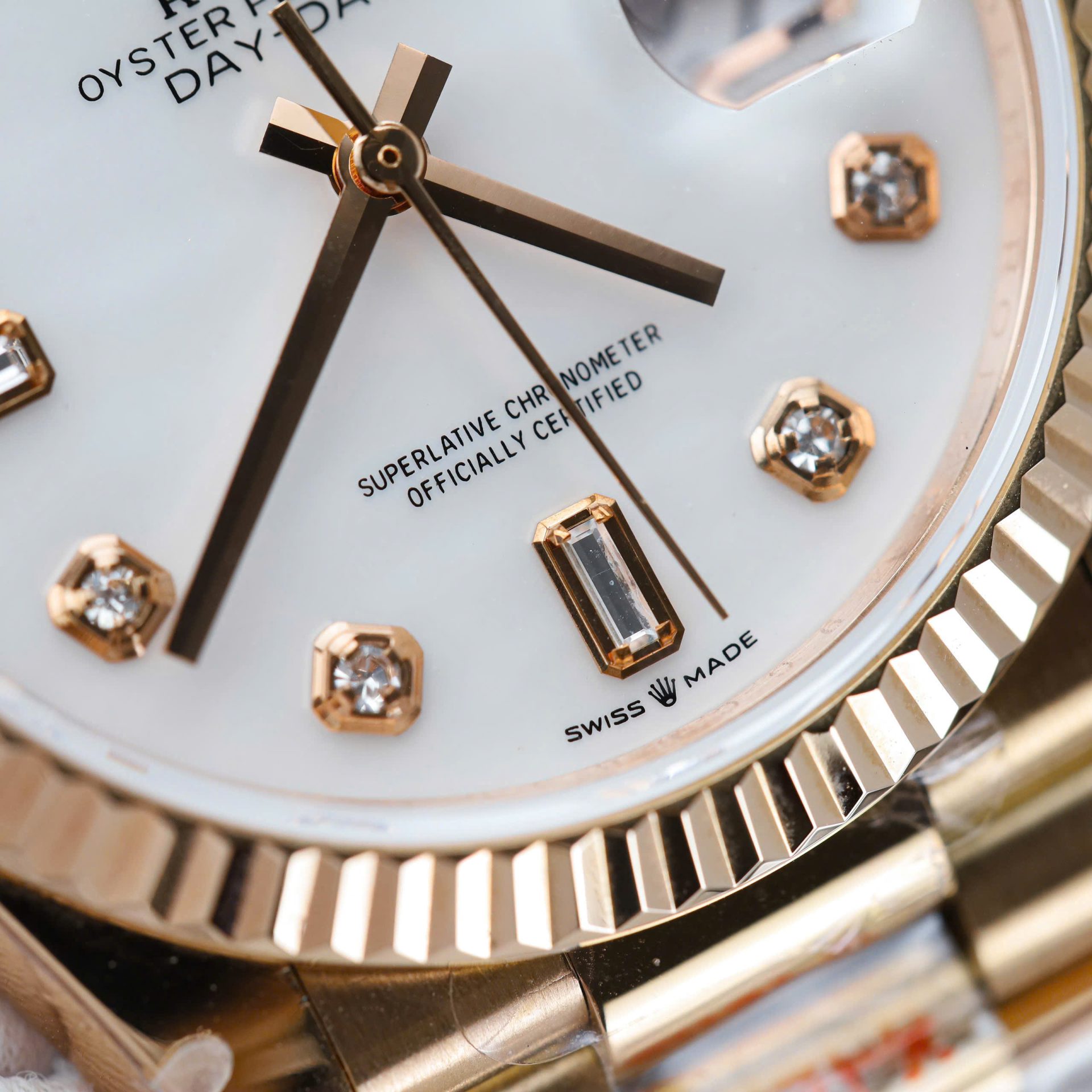 Rolex Day-Date 128235 Knock Off Watches MOP Dial Weight 156 Grams QF Factory 36mm
