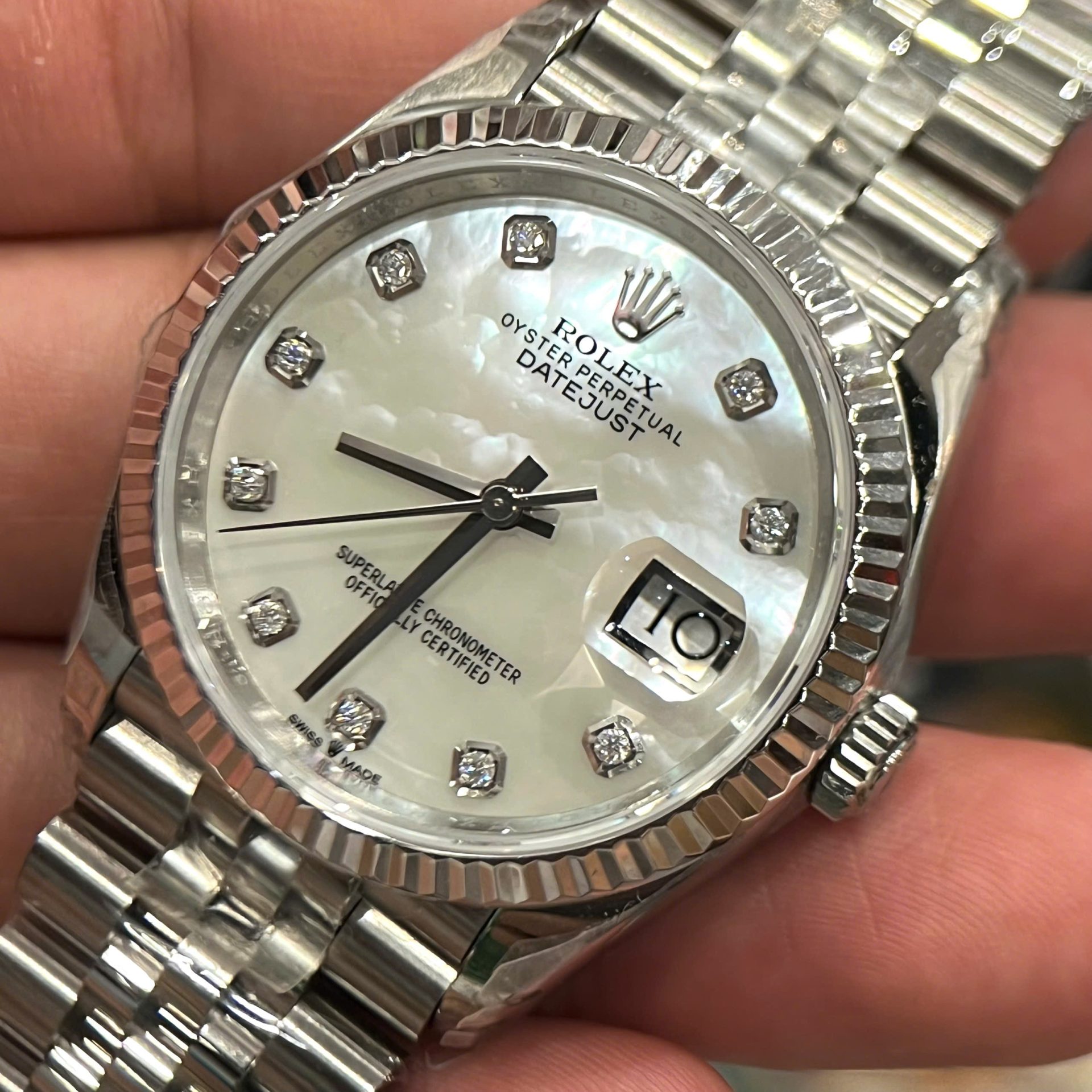 Rolex DateJust 126234 Luxury Replica Watches Mother Of Pearl   Moissanite Dial VS Factory 36mm